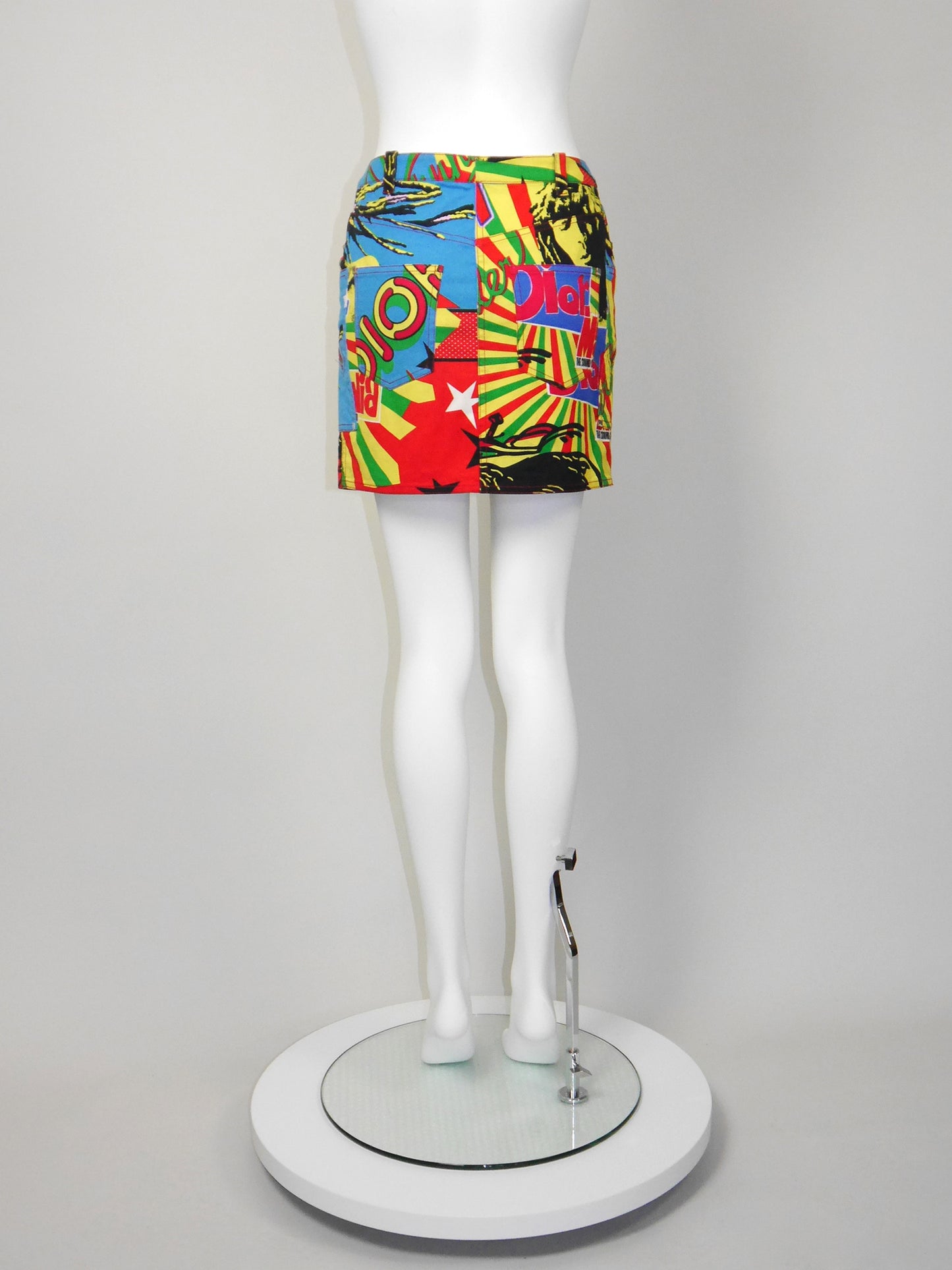 CHRISTIAN DIOR by John Galliano Spring 2004 Vintage Rasta Mania Bob Marley Mini Skirt Size S