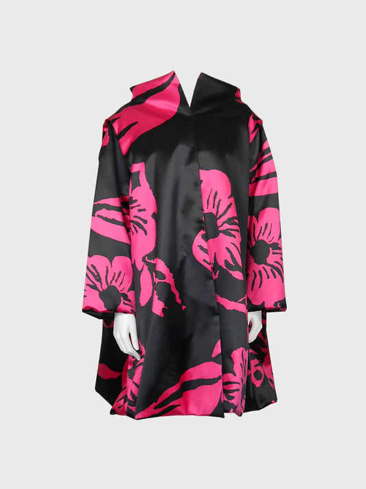 CHRISTIAN LACROIX Fall 1999 Vintage Oversized Floral Silk Evening Coat One-Size