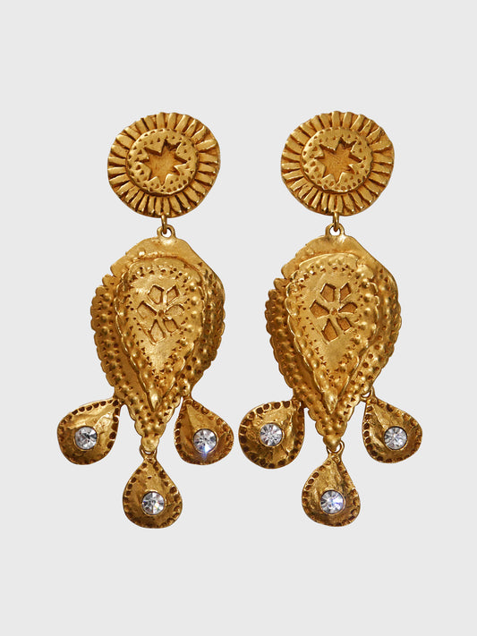 CHRISTIAN LACROIX 1990s Vintage Oversized Clip-On Chandelier Earrings