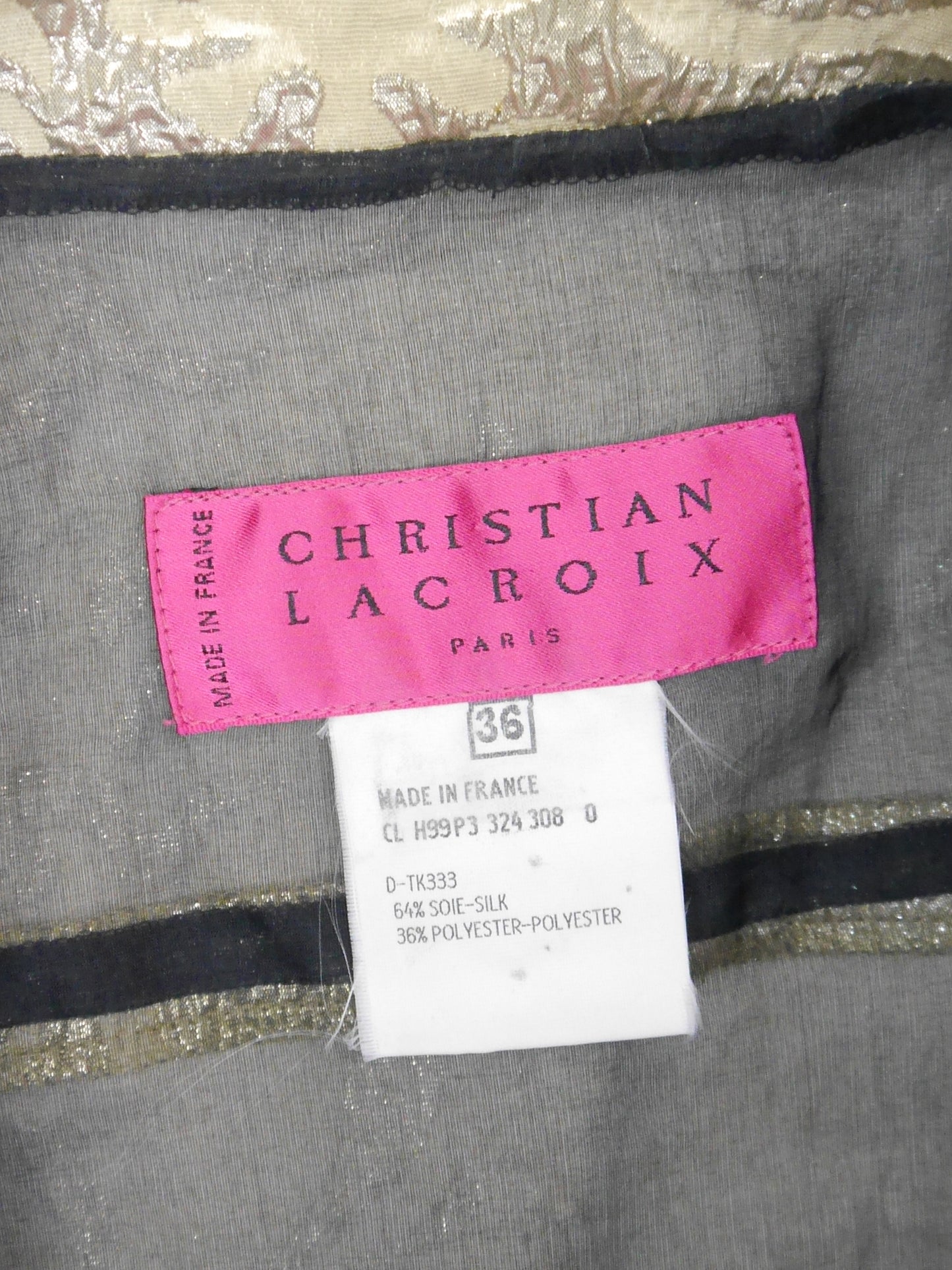 CHRISTIAN LACROIX Fall 1999 Vintage Sculptural Metallic Gold Brocade Evening Jacket Size XS