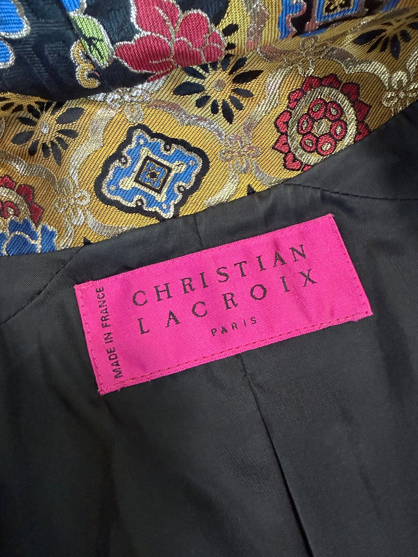 CHRISTIAN LACROIX 1990s Vintage Metallic Gold Brocade Evening Jacket Size M