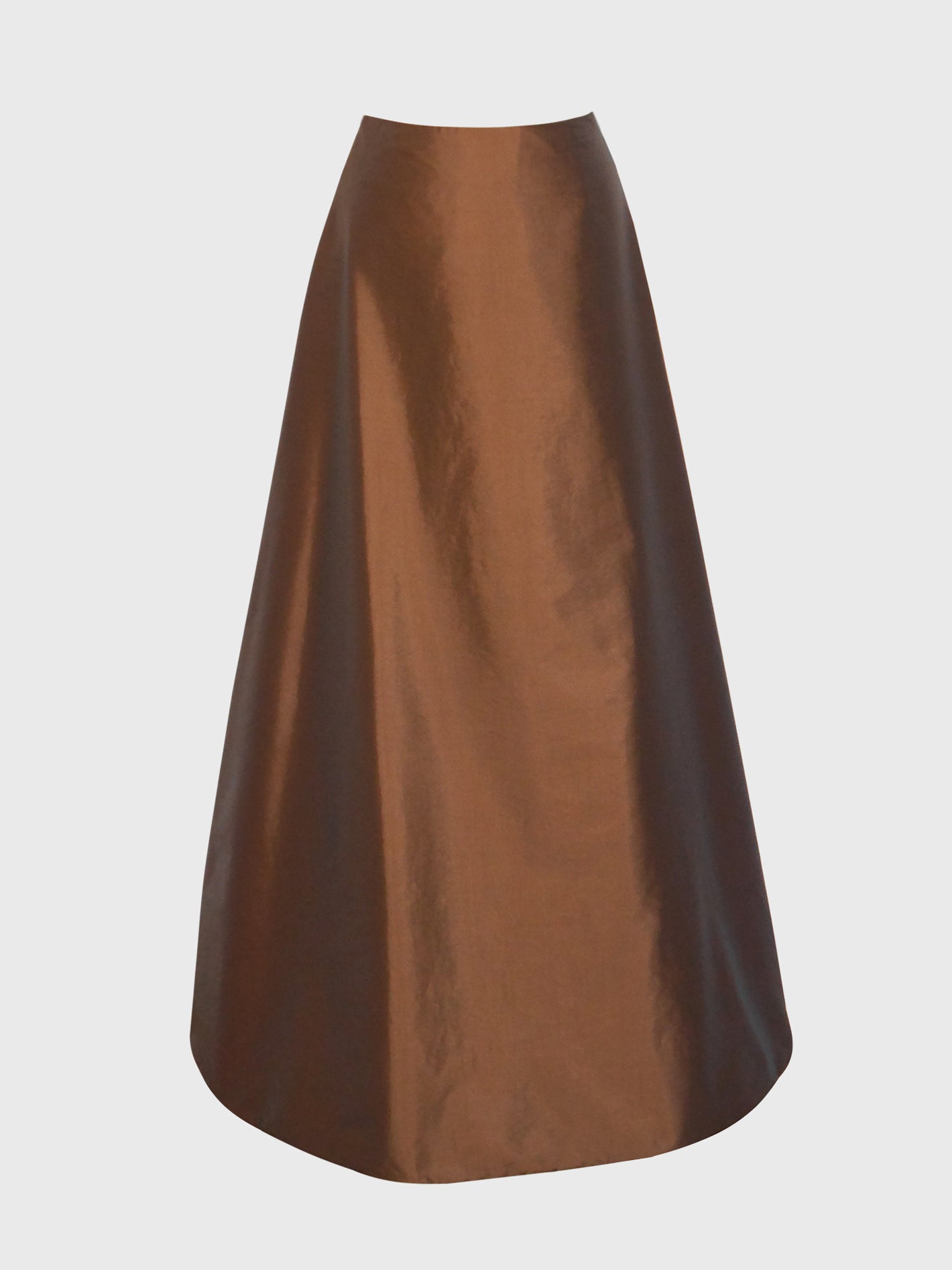 CLAUDE MONTANA 1990s Vintage Minimalist Copper Silk Maxi Evening Ball Gown Skirt Size S