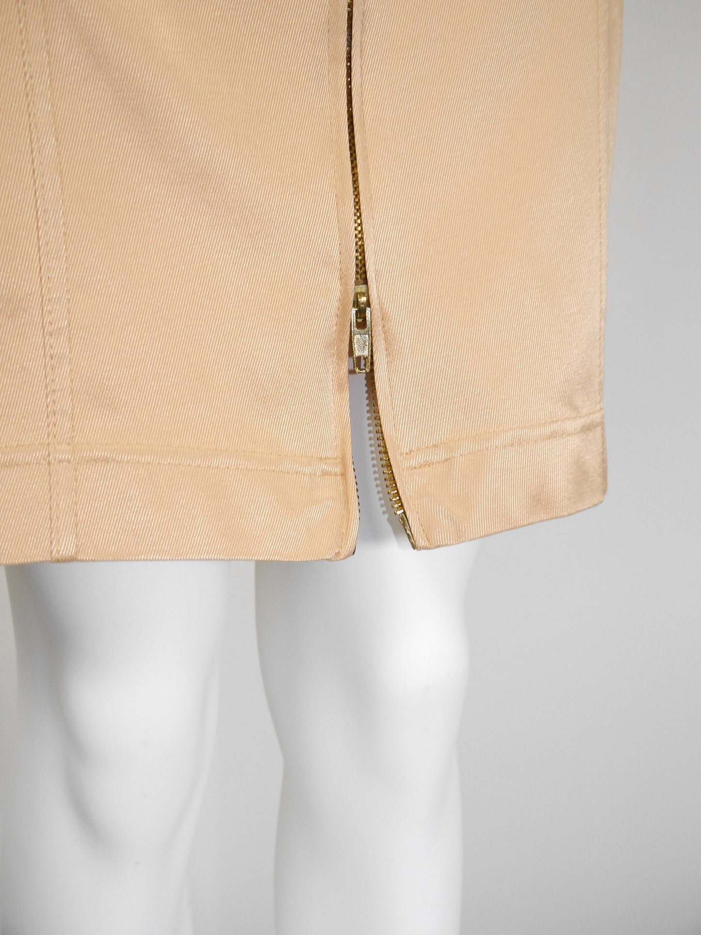 CLAUDE MONTANA 1990s Vintage Gold Mini Dress & Cropped Jacket w/ Belt Suit Size S