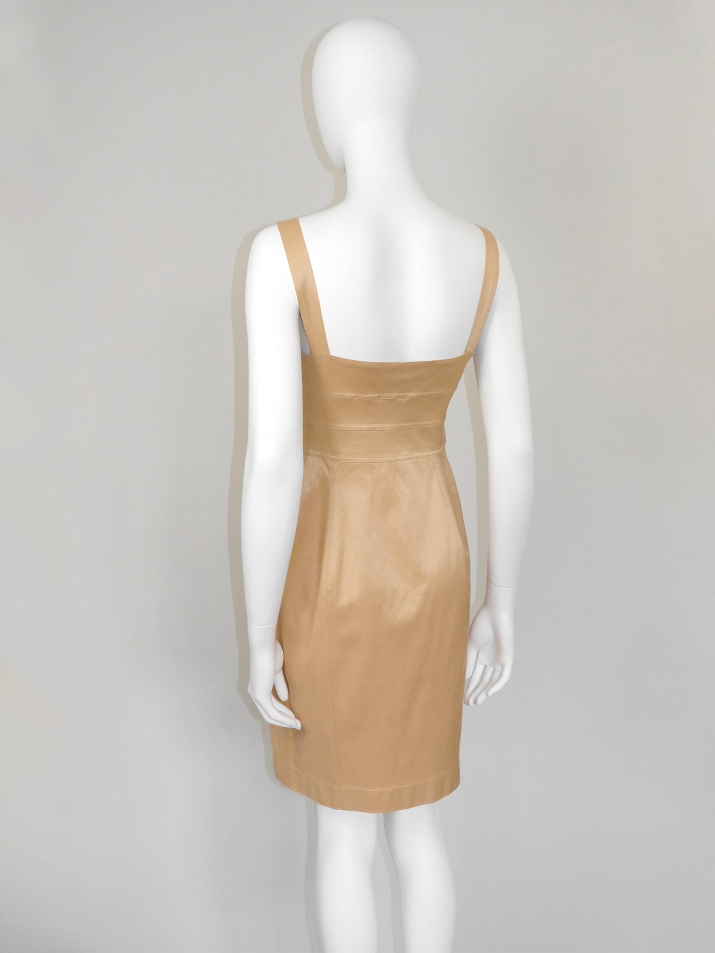 CLAUDE MONTANA 1990s Vintage Gold Mini Dress & Cropped Jacket w/ Belt Suit Size S