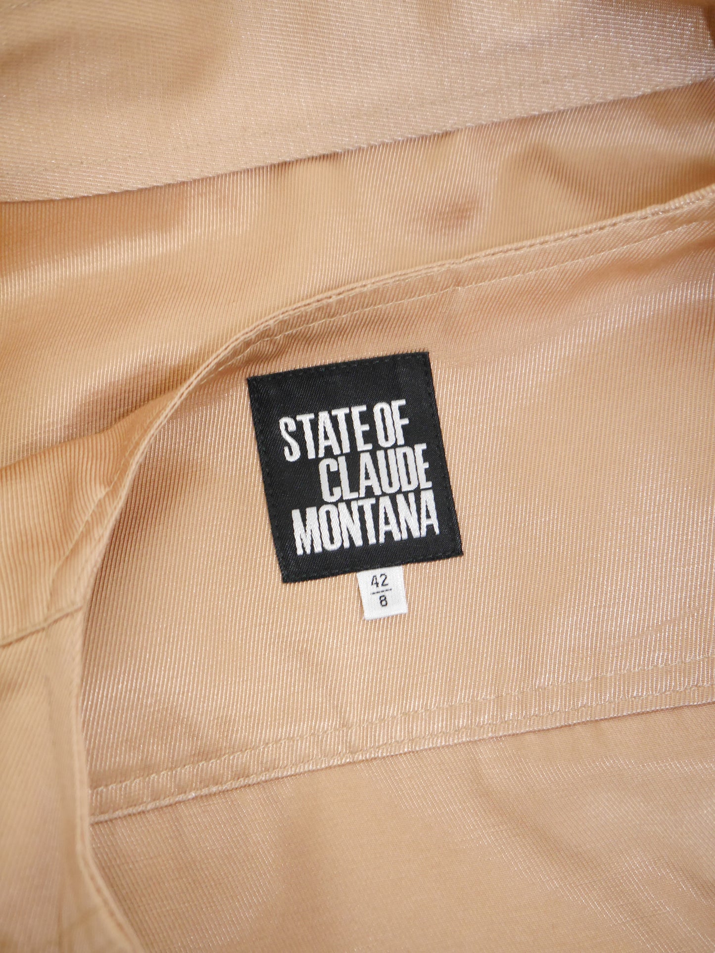 CLAUDE MONTANA 1990s Vintage Gold Mini Dress & Cropped Jacket w/ Belt Suit Size S