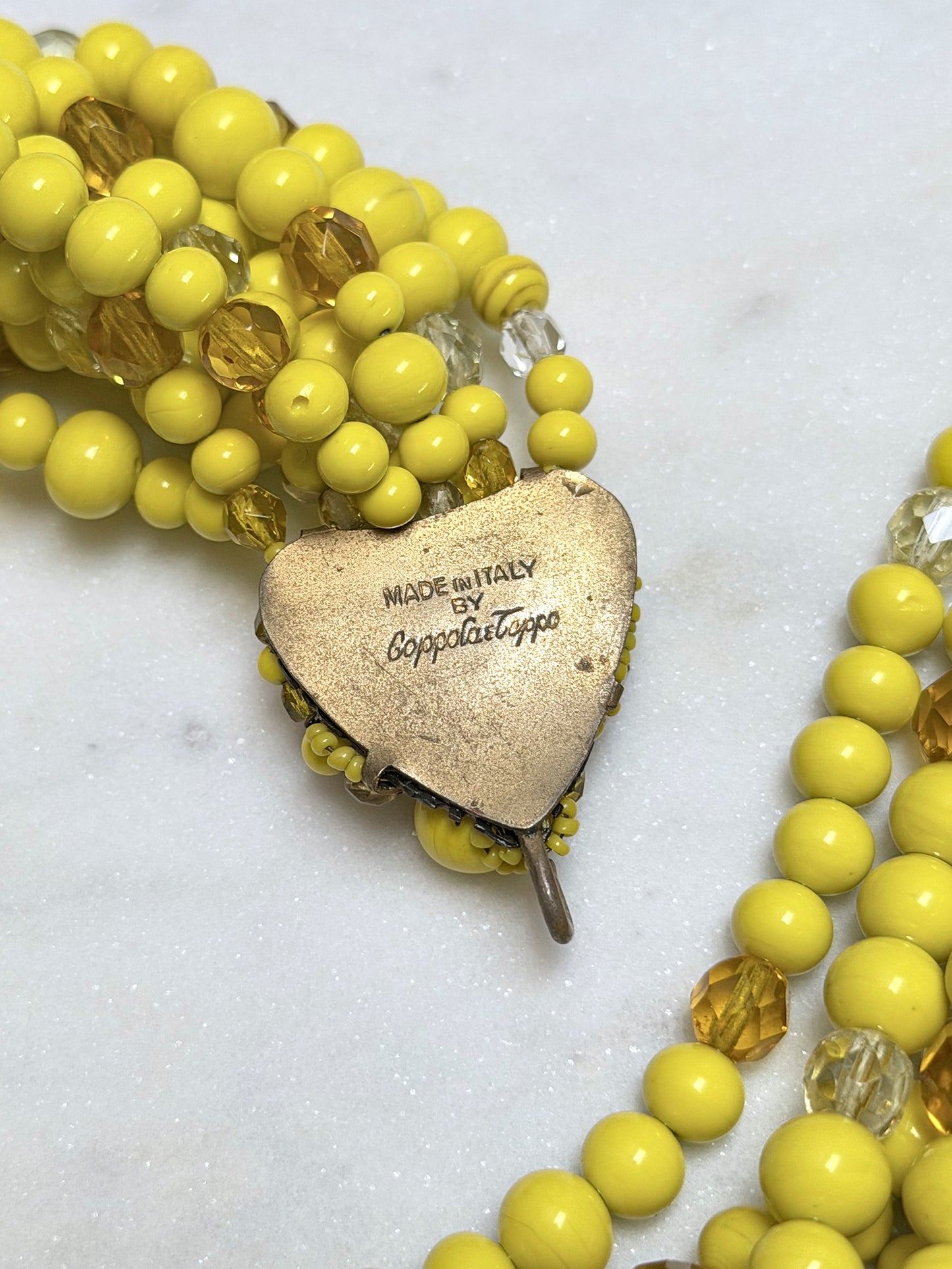 COPPOLA E TOPPO 1960s Vintage Yellow Draped Beaded Statement Necklace