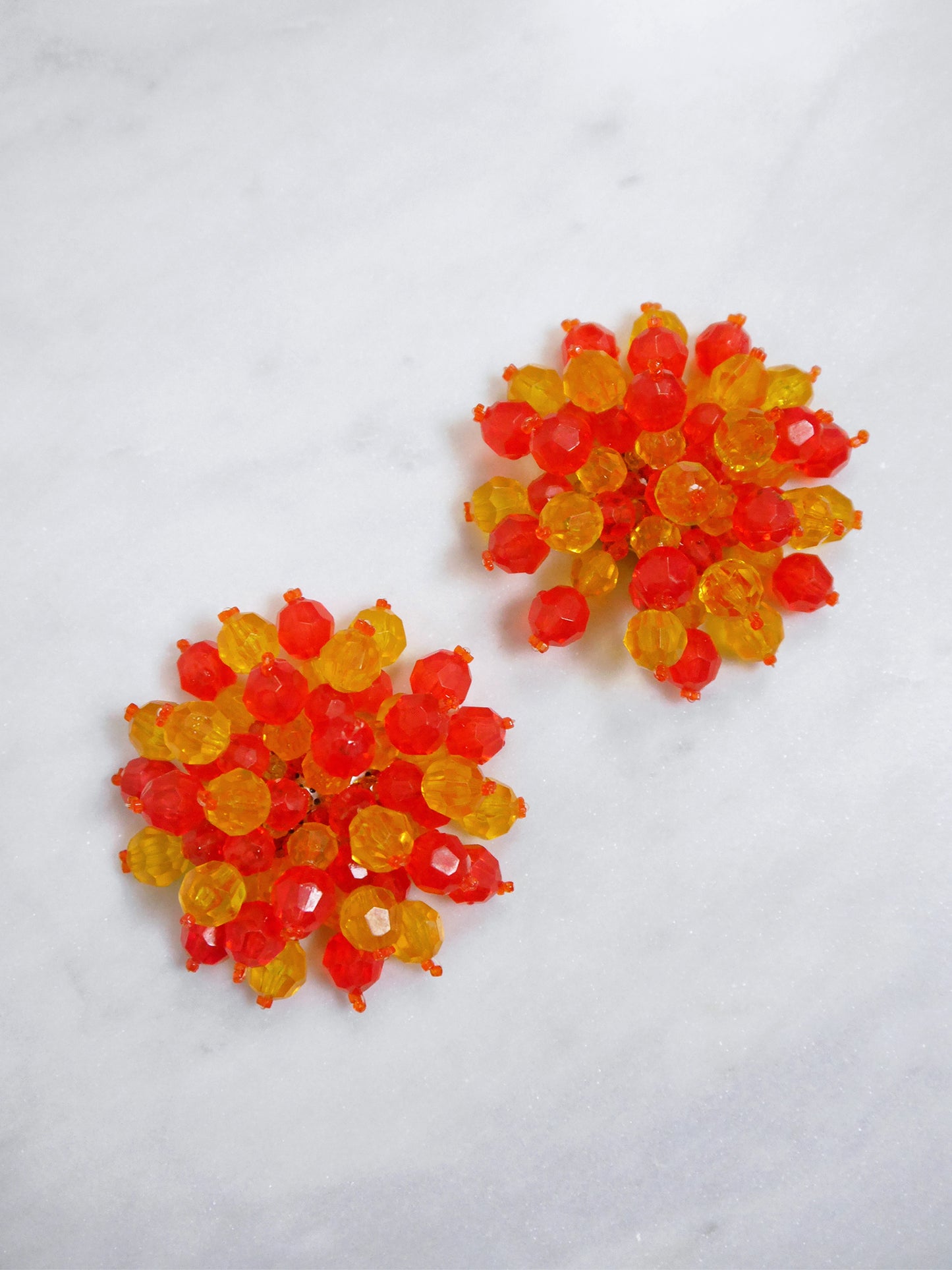 COPPOLA E TOPPO 1960s Vintage Massive Oversized Beaded Clip-On Earrings