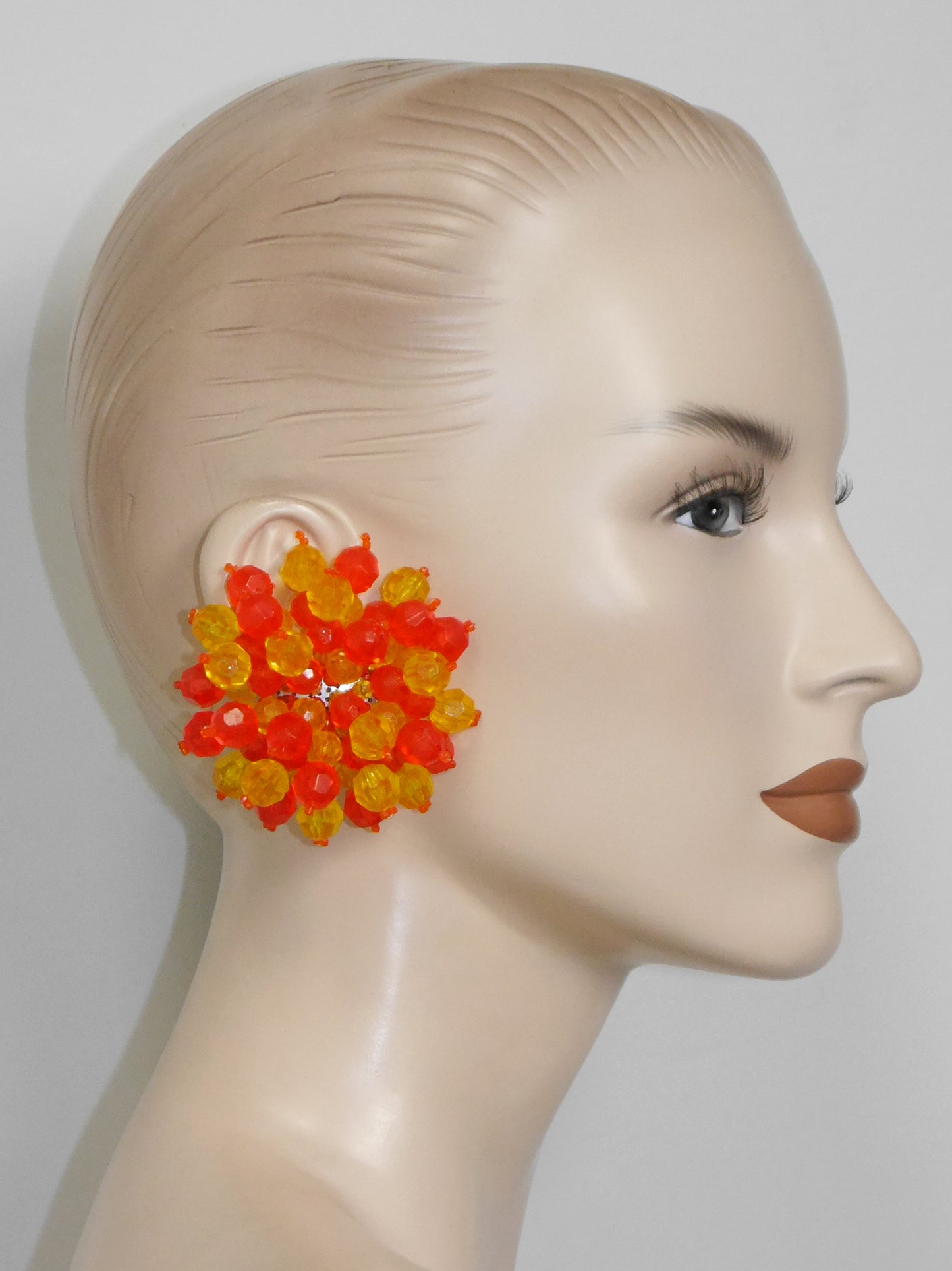 COPPOLA E TOPPO 1960s Vintage Massive Oversized Beaded Clip-On Earrings