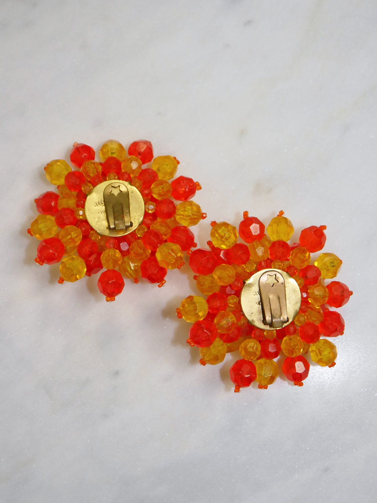 COPPOLA E TOPPO 1960s Vintage Massive Oversized Beaded Clip-On Earrings