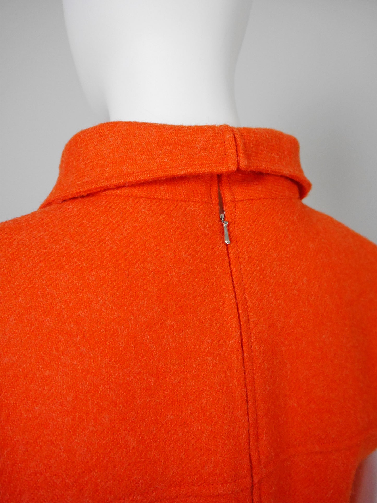 COURRÈGES 1960s 1970s Vintage Orange Wool Top & Pants Suit w/ Logo Size XS