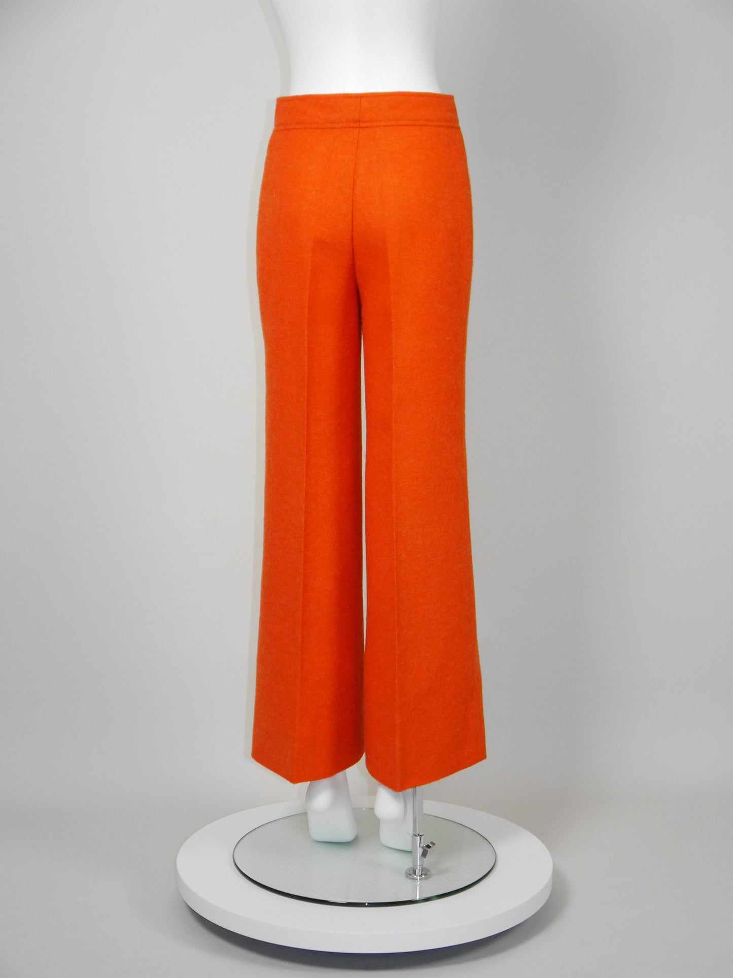 COURRÈGES 1960s 1970s Vintage Orange Wool Top & Pants Suit w/ Logo Size XS