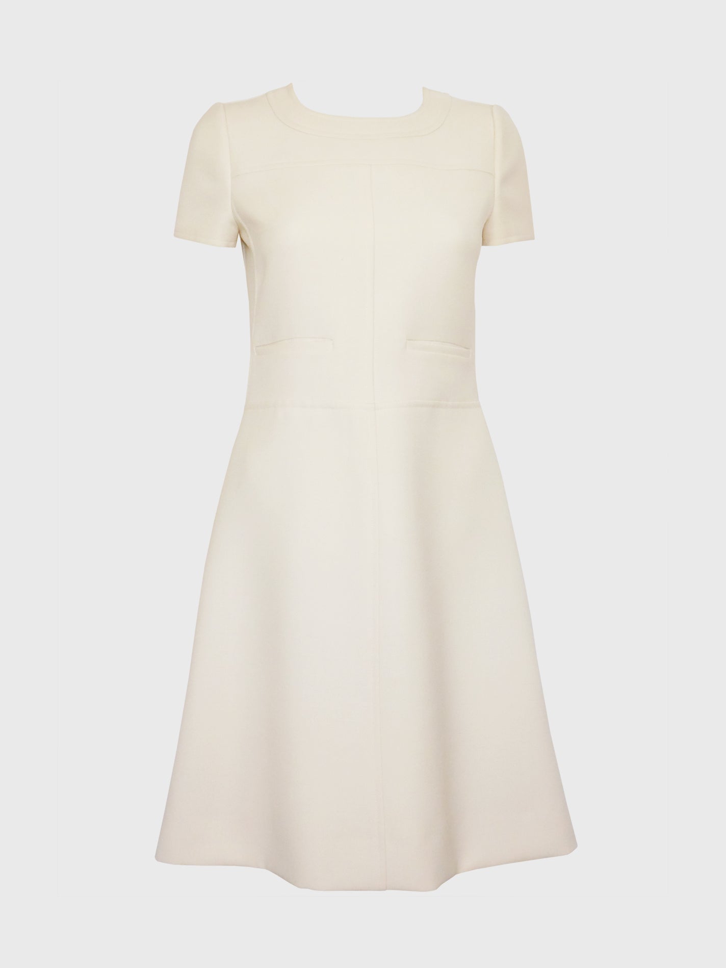 COURRÈGES 1960s Vintage Numbered Cream Beige Space Age Dress