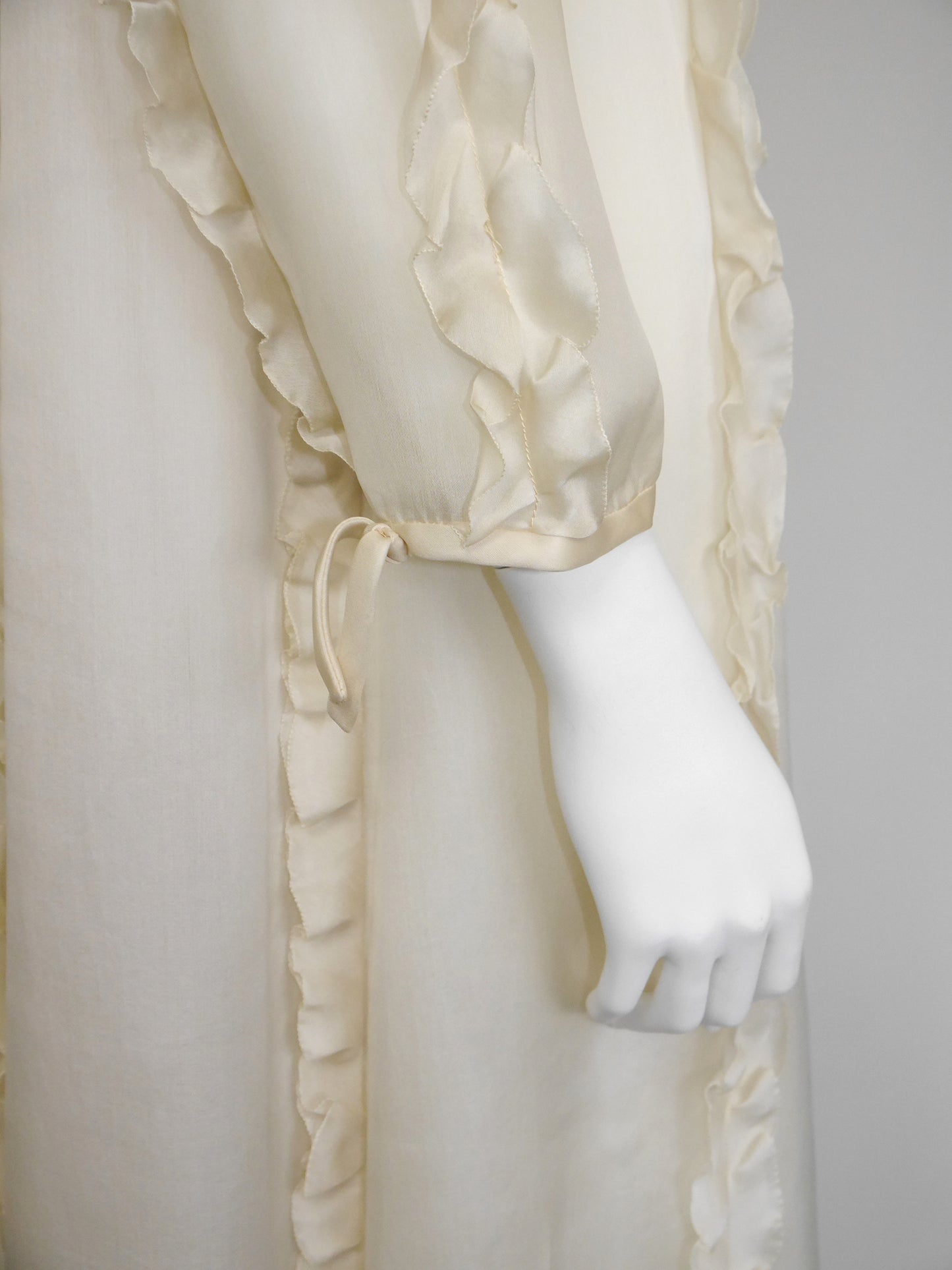 COURRÈGES Fall 1976 Documented Vintage Silk Organza Hooded Maxi Evening Coat Size XS