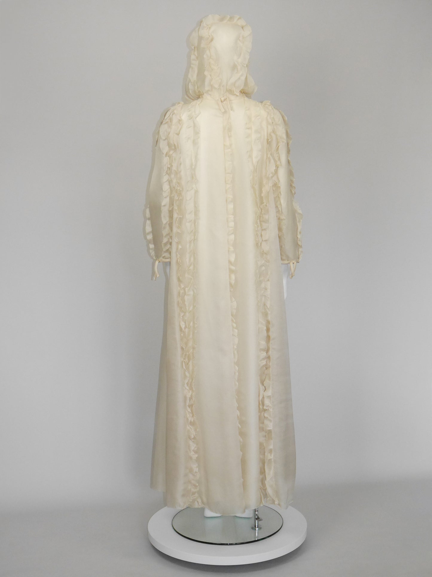 COURRÈGES Fall 1976 Documented Vintage Silk Organza Hooded Maxi Evening Coat Size XS