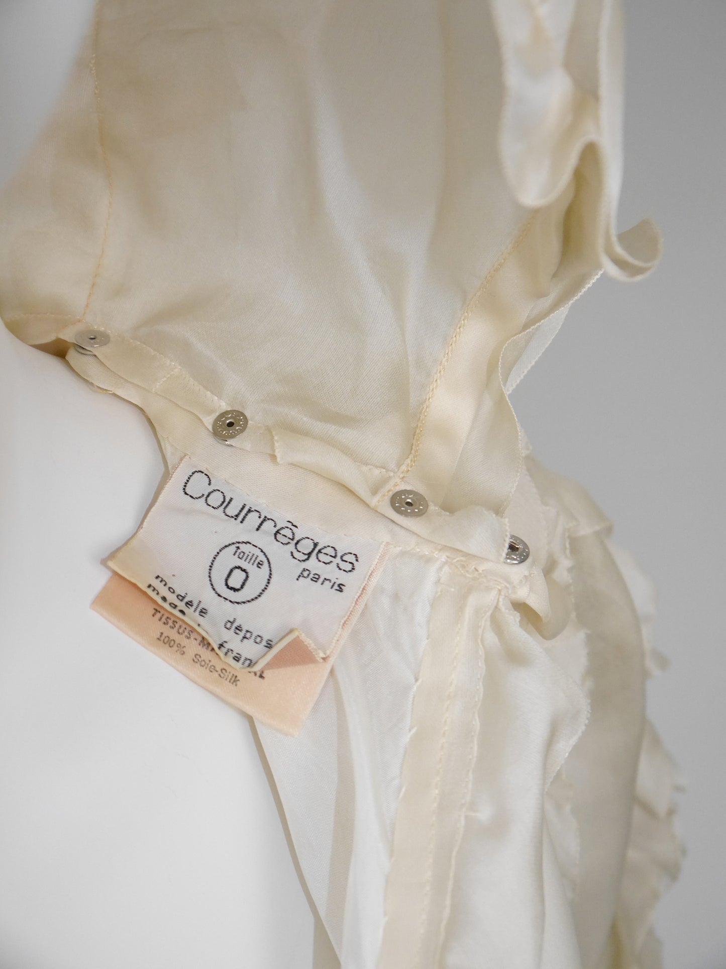 COURRÈGES Fall 1976 Documented Vintage Silk Organza Hooded Maxi Evening Coat Size XS