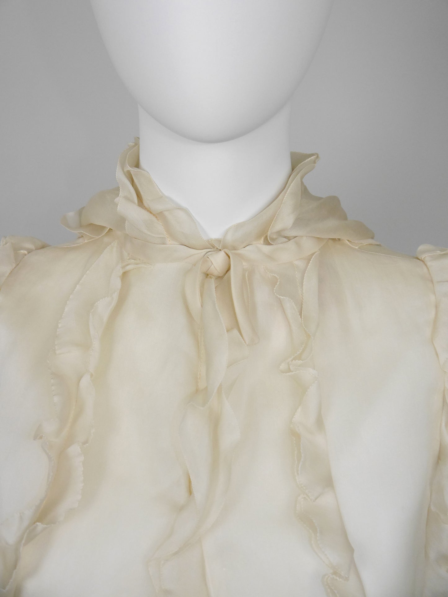 COURRÈGES Fall 1976 Documented Vintage Silk Organza Hooded Maxi Evening Coat Size XS