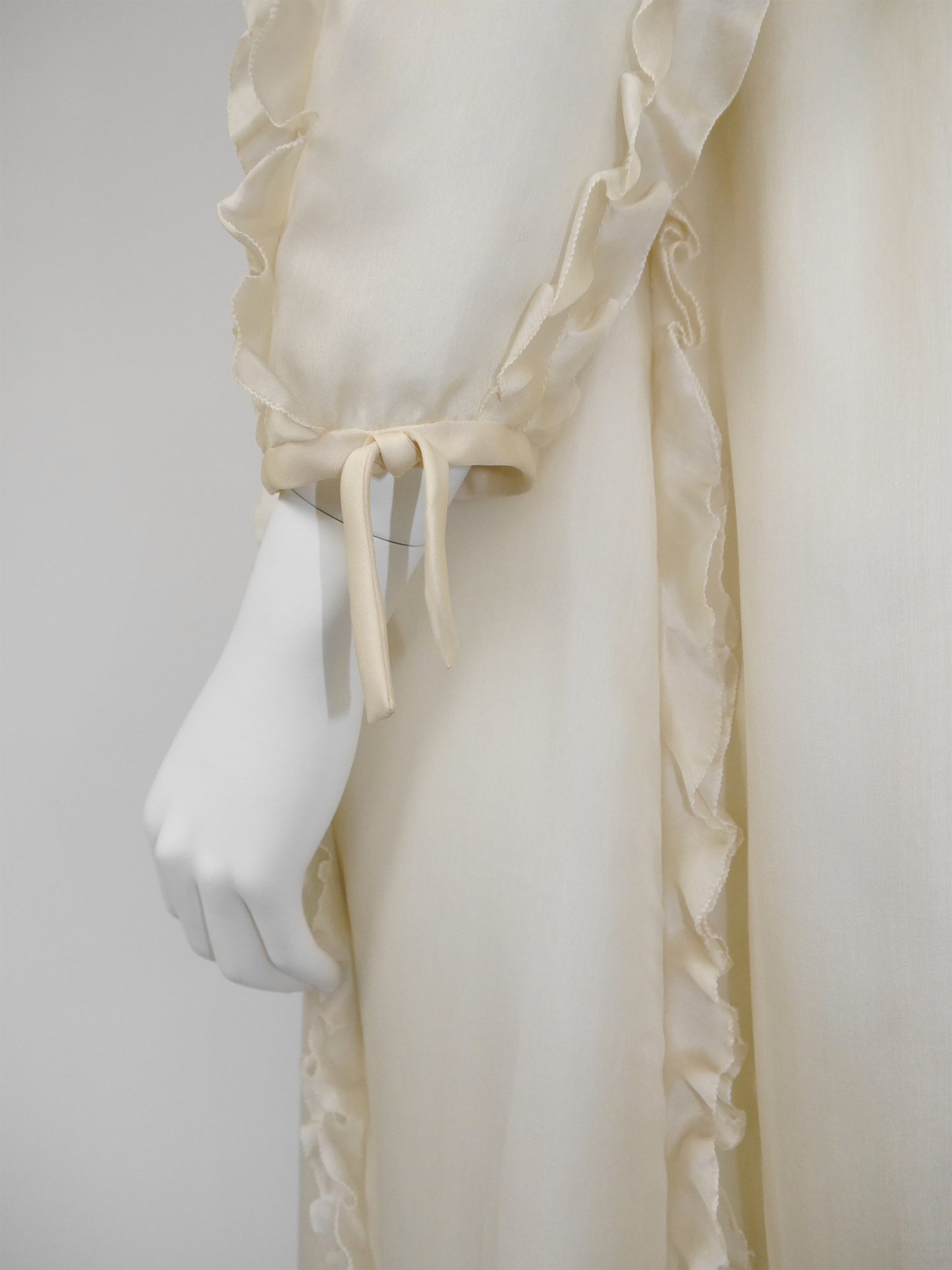 COURRÈGES Fall 1976 Documented Vintage Silk Organza Hooded Maxi Evening Coat Size XS