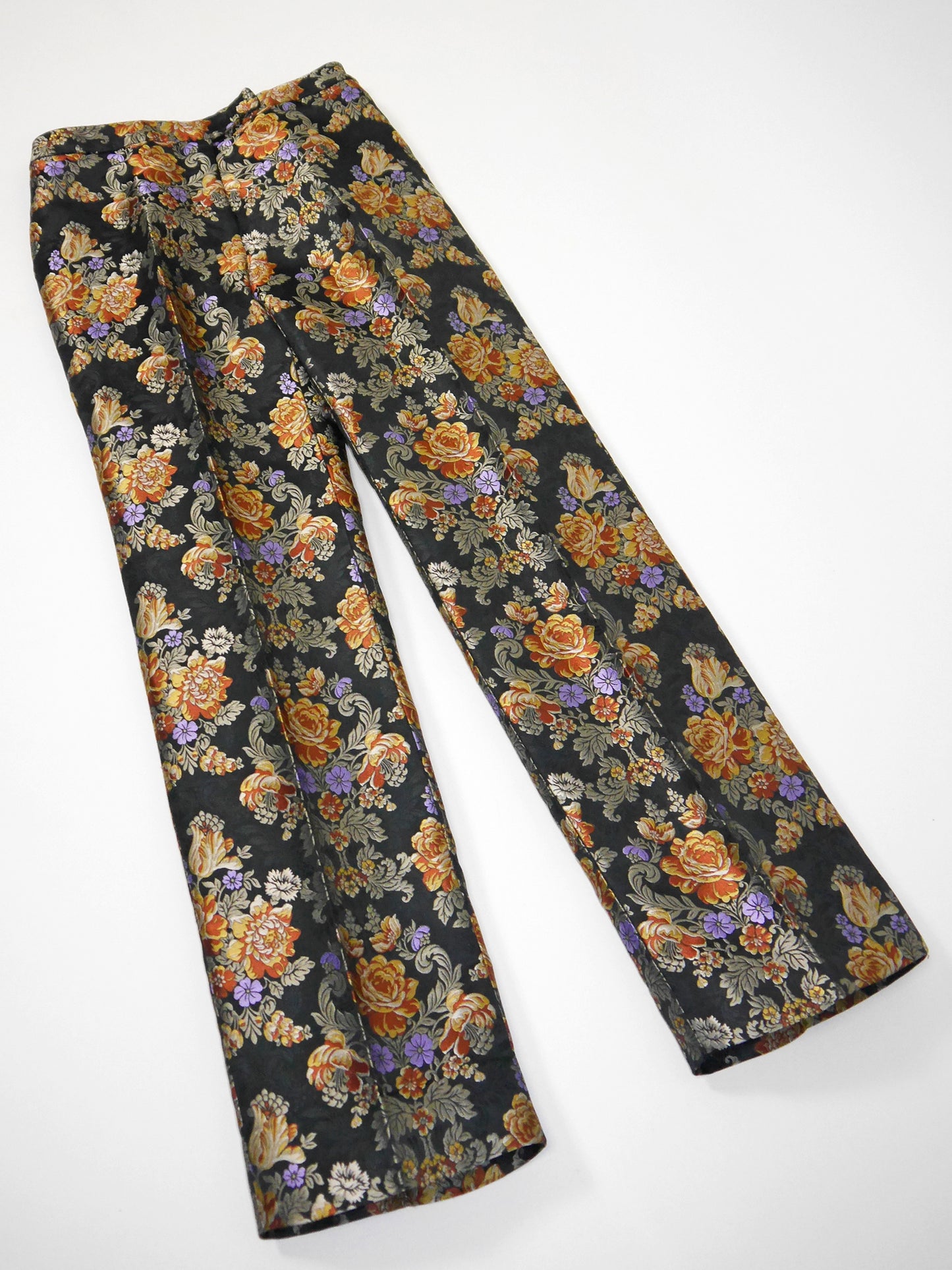 DOLCE & GABBANA 1990s Vintage Floral Jacquard Evening Pants Size IT 42