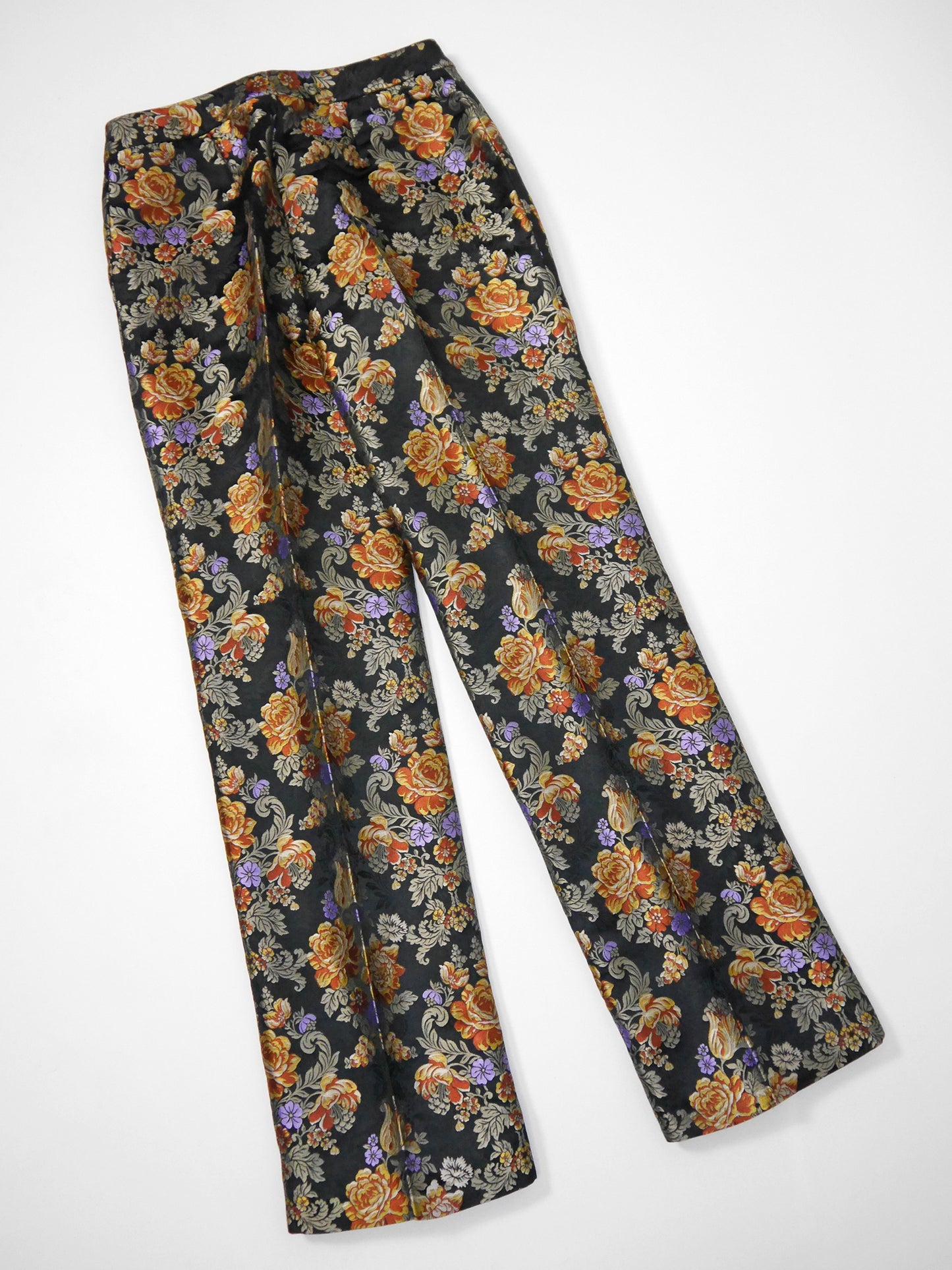 DOLCE & GABBANA 1990s Vintage Floral Jacquard Evening Pants Size IT 42