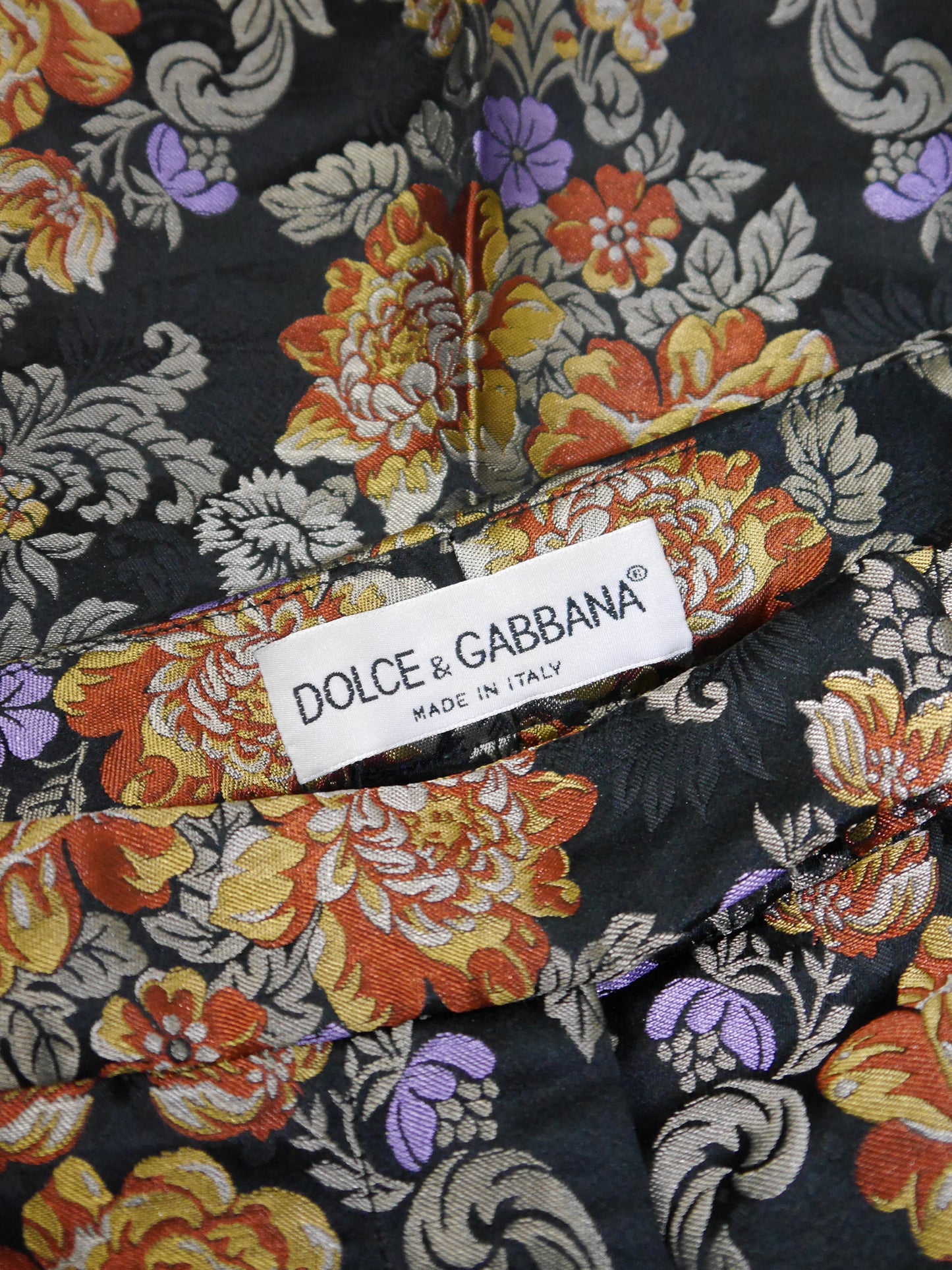 DOLCE & GABBANA 1990s Vintage Floral Jacquard Evening Pants Size IT 42