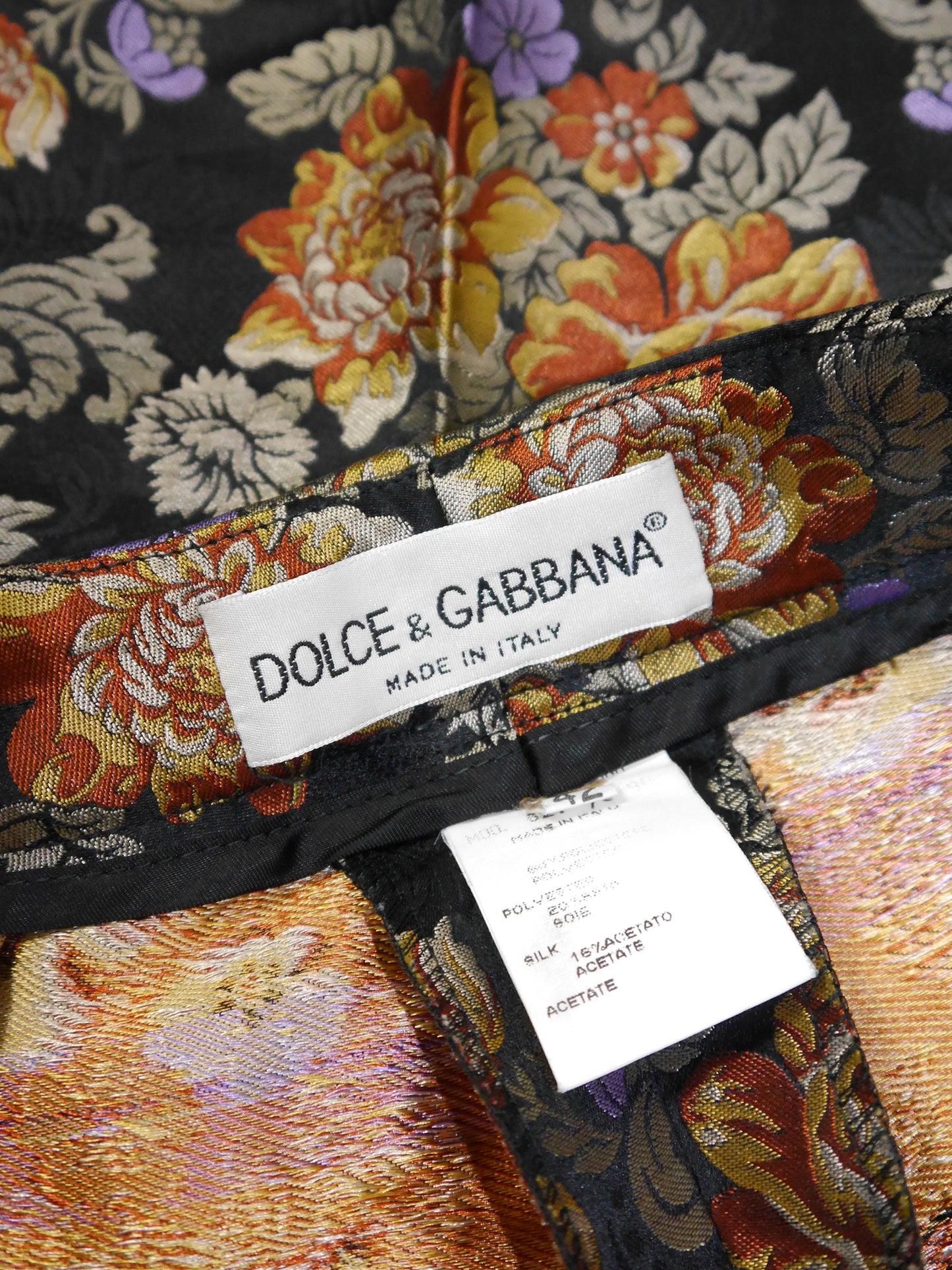 DOLCE & GABBANA 1990s Vintage Floral Jacquard Evening Pants Size IT 42