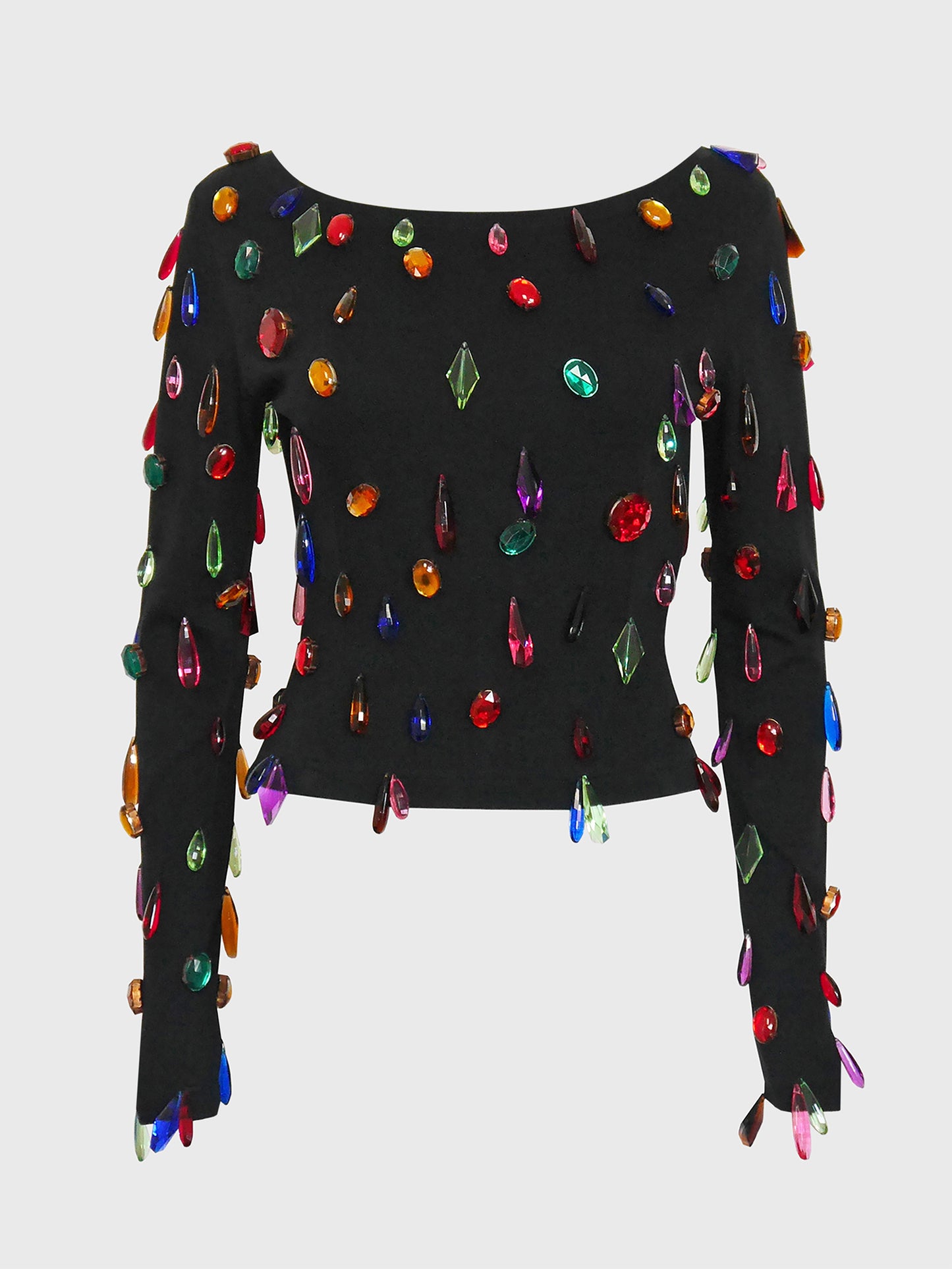 DOLCE & GABBANA c. Fall 1991 Vintage Rainbow Crystal Beaded Longsleeve Top