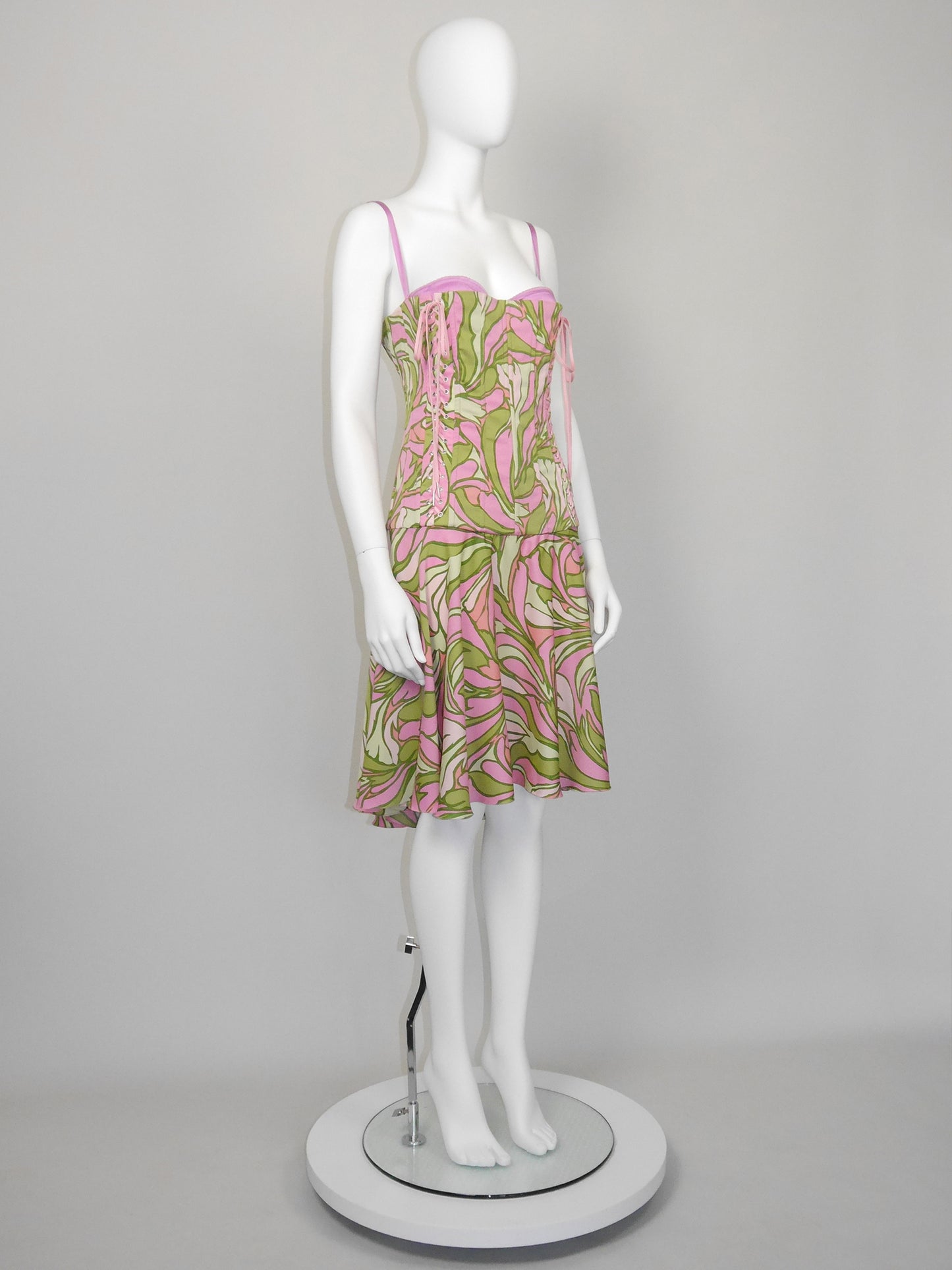 DOLCE & GABBANA 2000s Vintage Lace-Up Corset Lingerie Style Silk Dress Size S