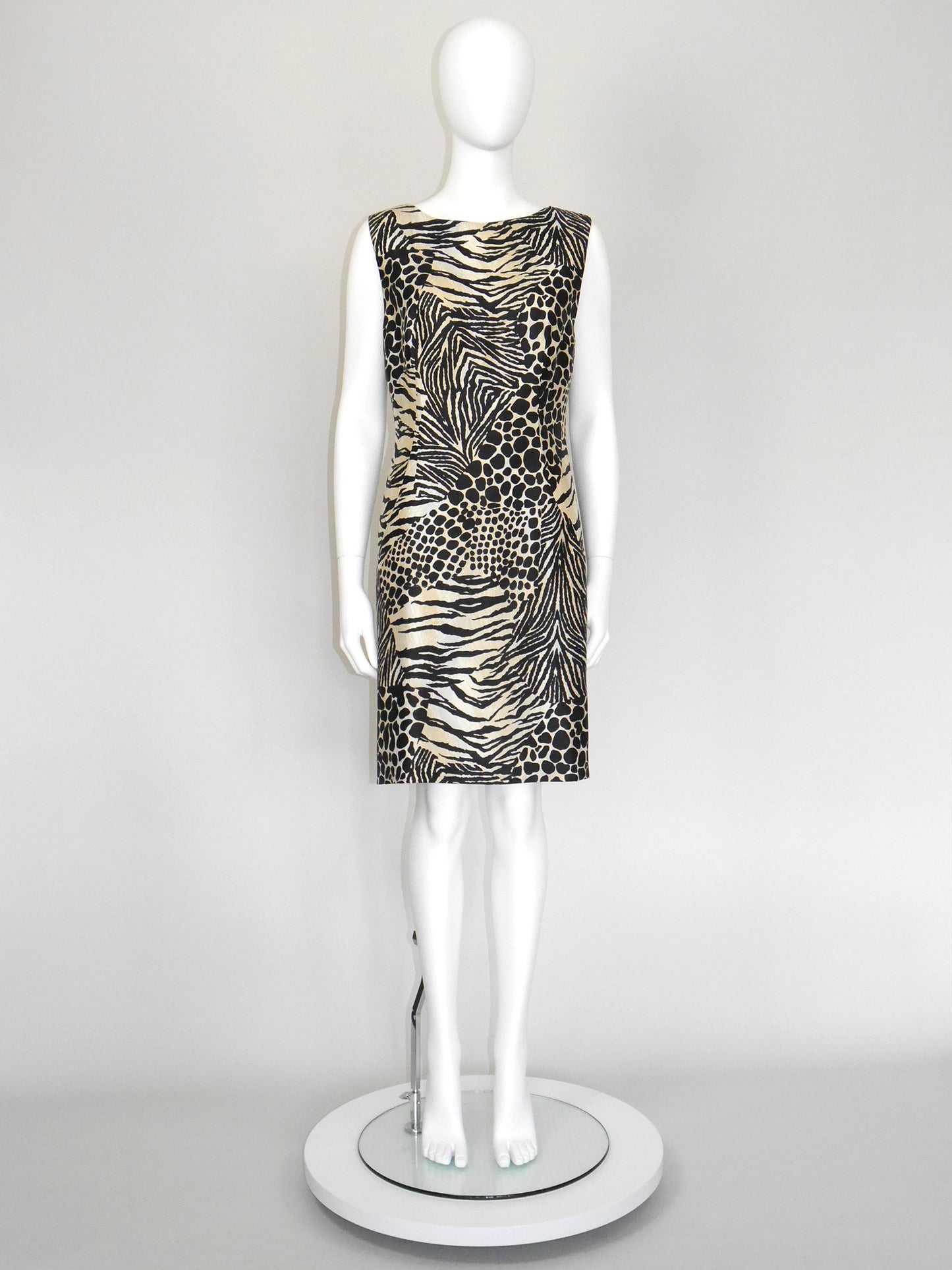 DOLCE & GABBANA Spring 1996 Vintage Animal Print Raw Silk Dress Size M