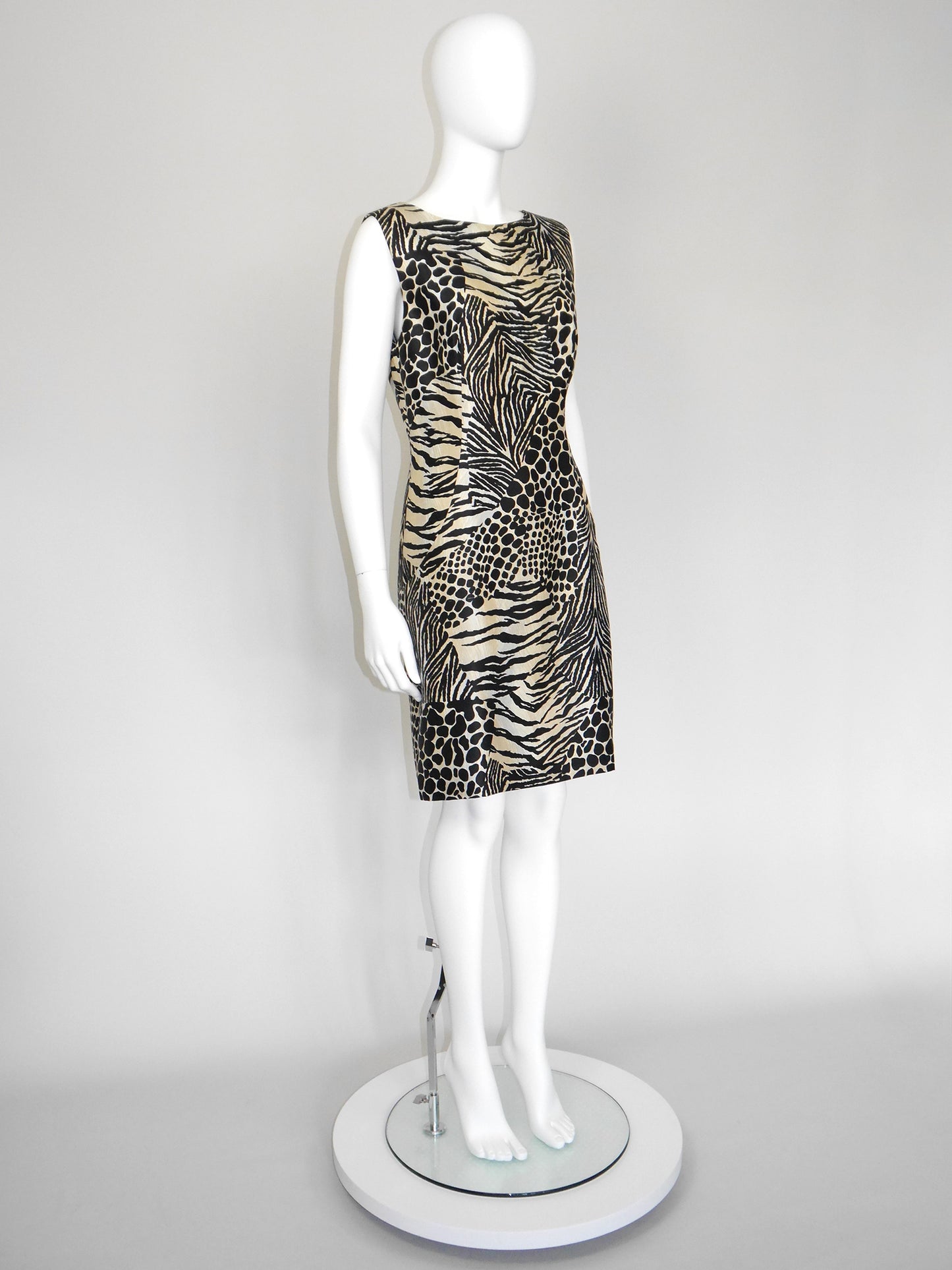 DOLCE & GABBANA Spring 1996 Vintage Animal Print Raw Silk Dress Size M