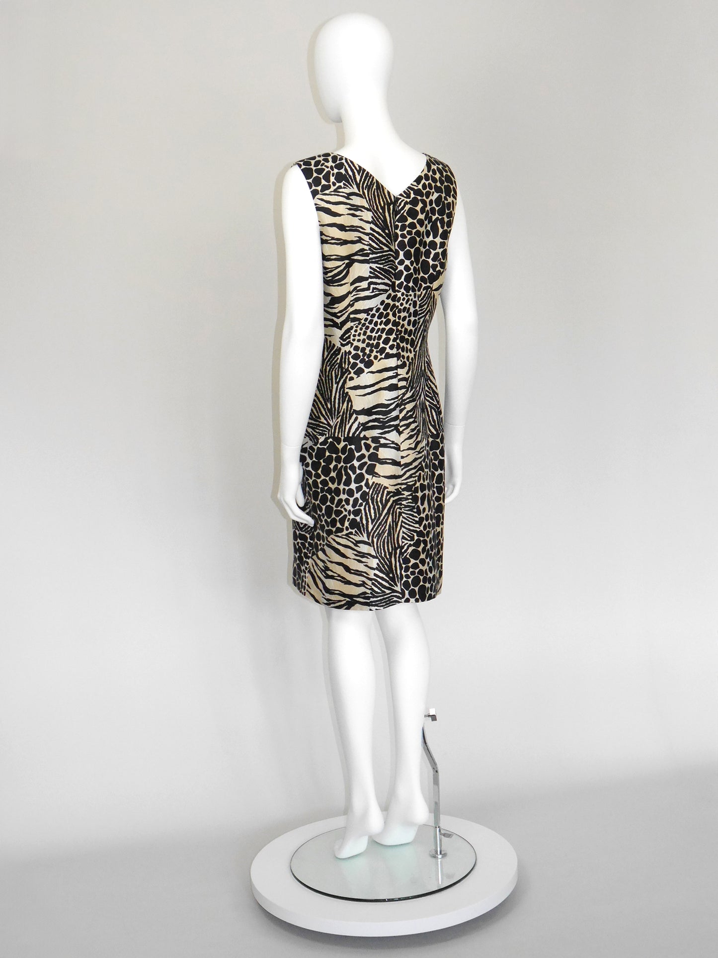 DOLCE & GABBANA Spring 1996 Vintage Animal Print Raw Silk Dress Size M