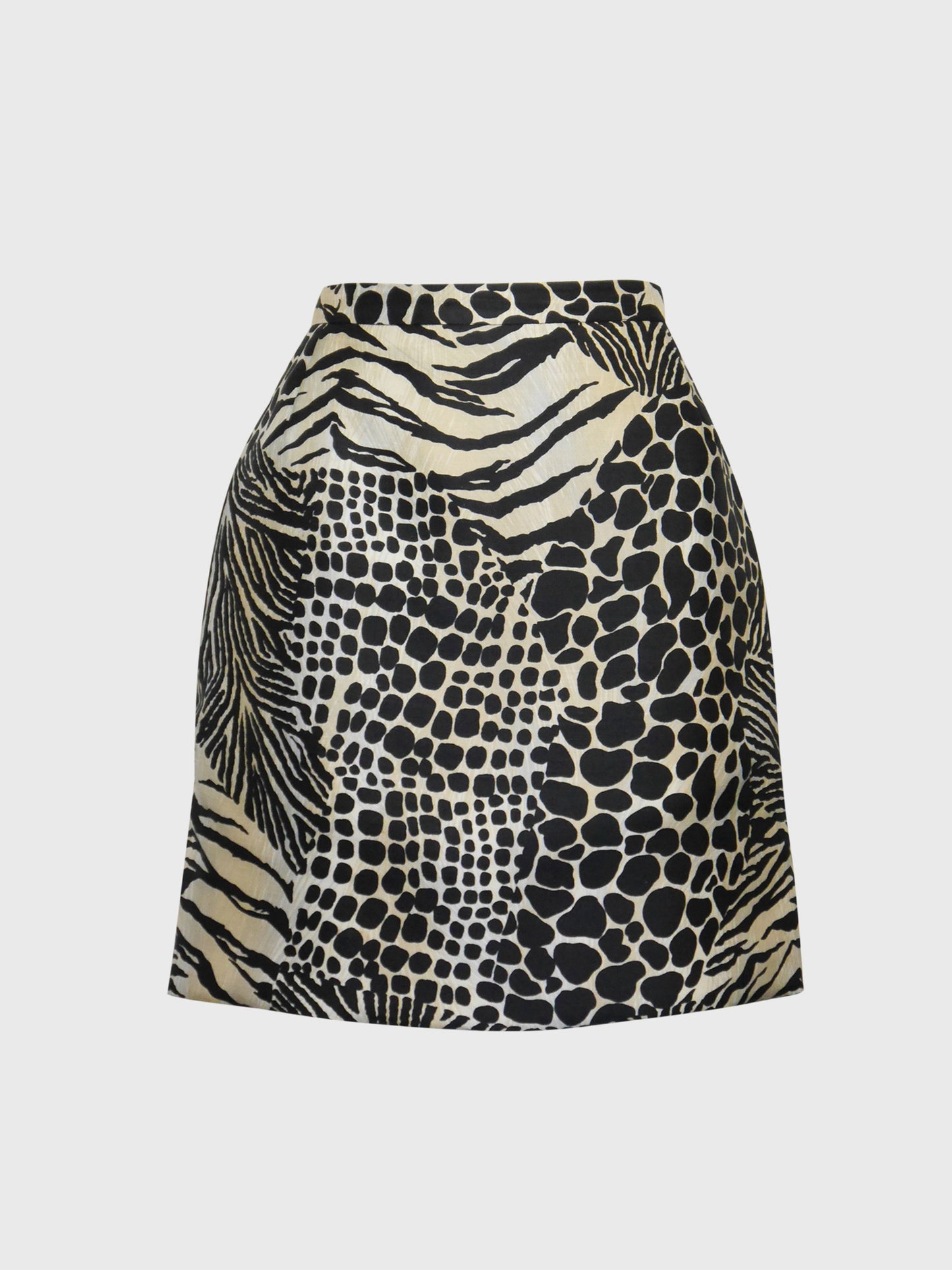 DOLCE & GABBANA Spring 1996 Vintage Animal Print Silk Mini Skirt Size S-M