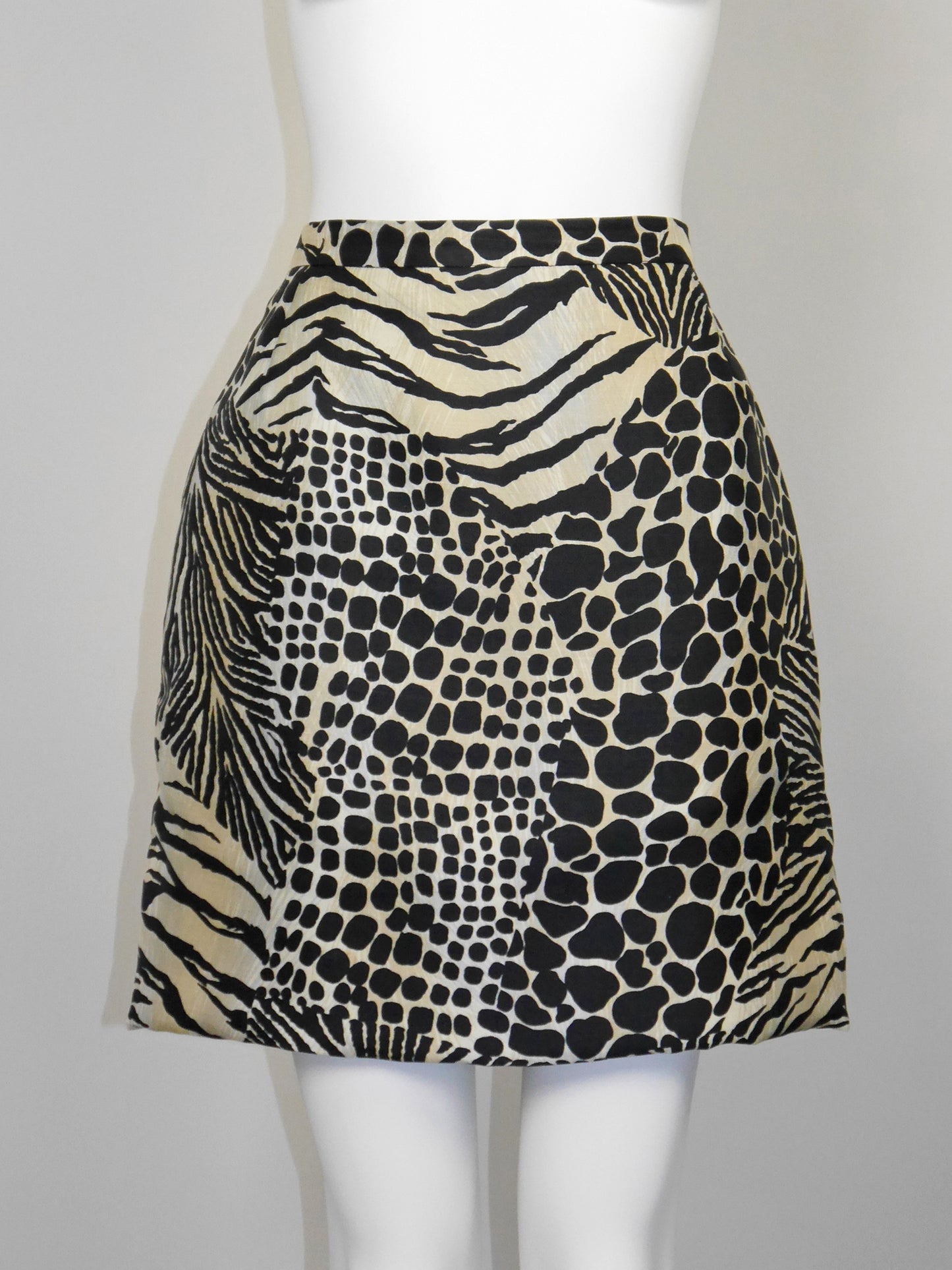 DOLCE & GABBANA Spring 1996 Vintage Animal Print Silk Mini Skirt Size S-M