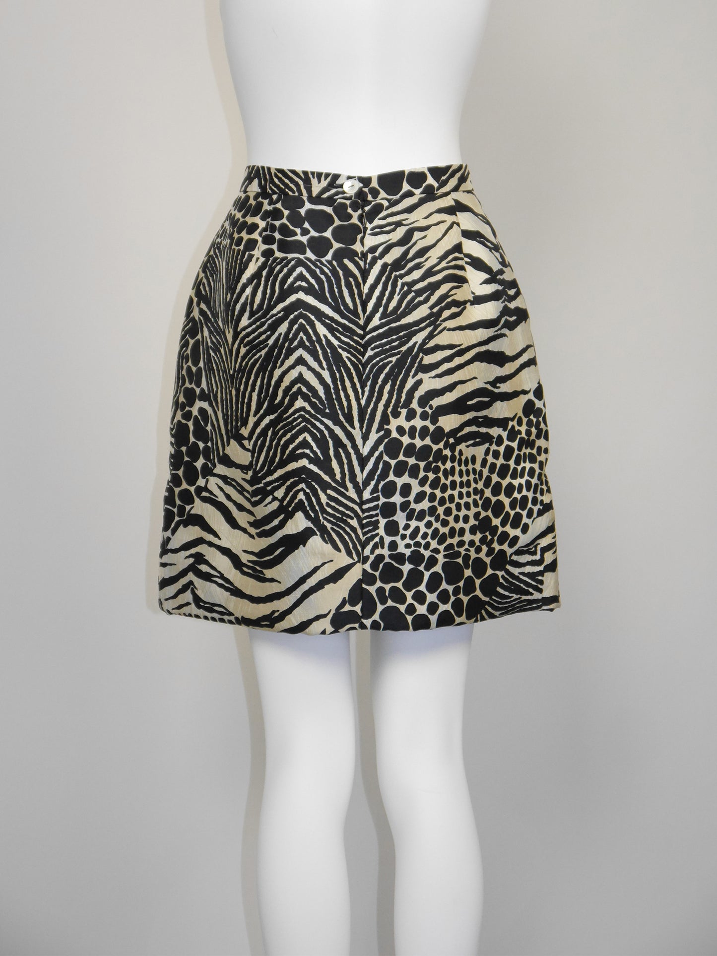 DOLCE & GABBANA Spring 1996 Vintage Animal Print Silk Mini Skirt Size S-M