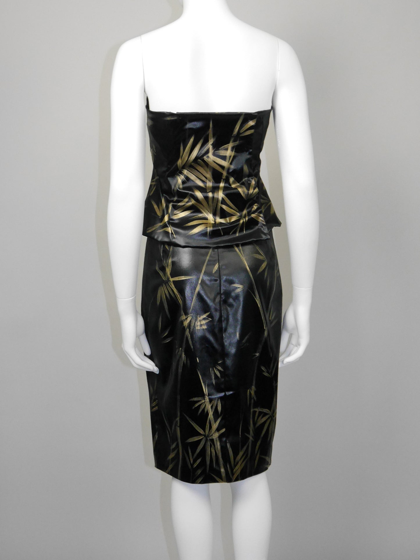 DOLCE & GABBANA Spring 1999 Vintage Hand-Painted Wet Look Bustier Top & Skirt Set Size S