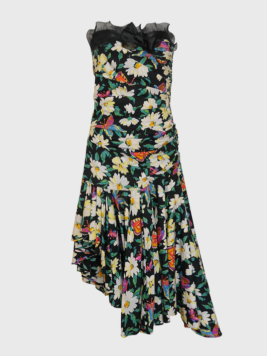 EMANUEL UNGARO 1980s Vintage Floral Cocktail Dress