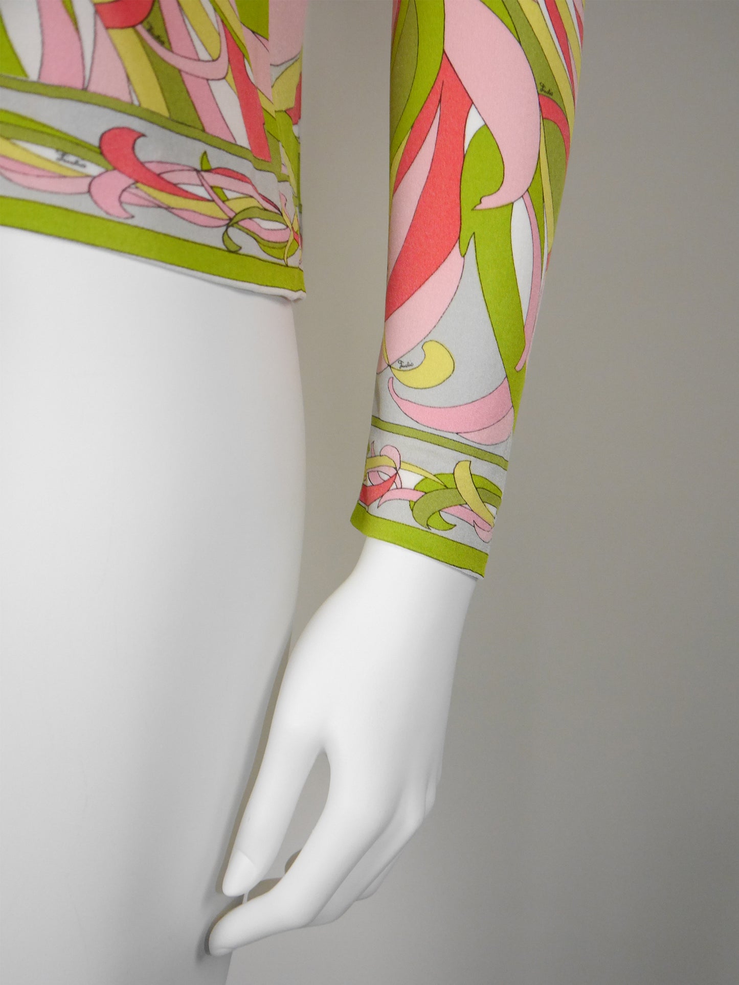 EMILIO PUCCI 1960s Vintage Psychedelic Signature Print Silk Shirt Size S