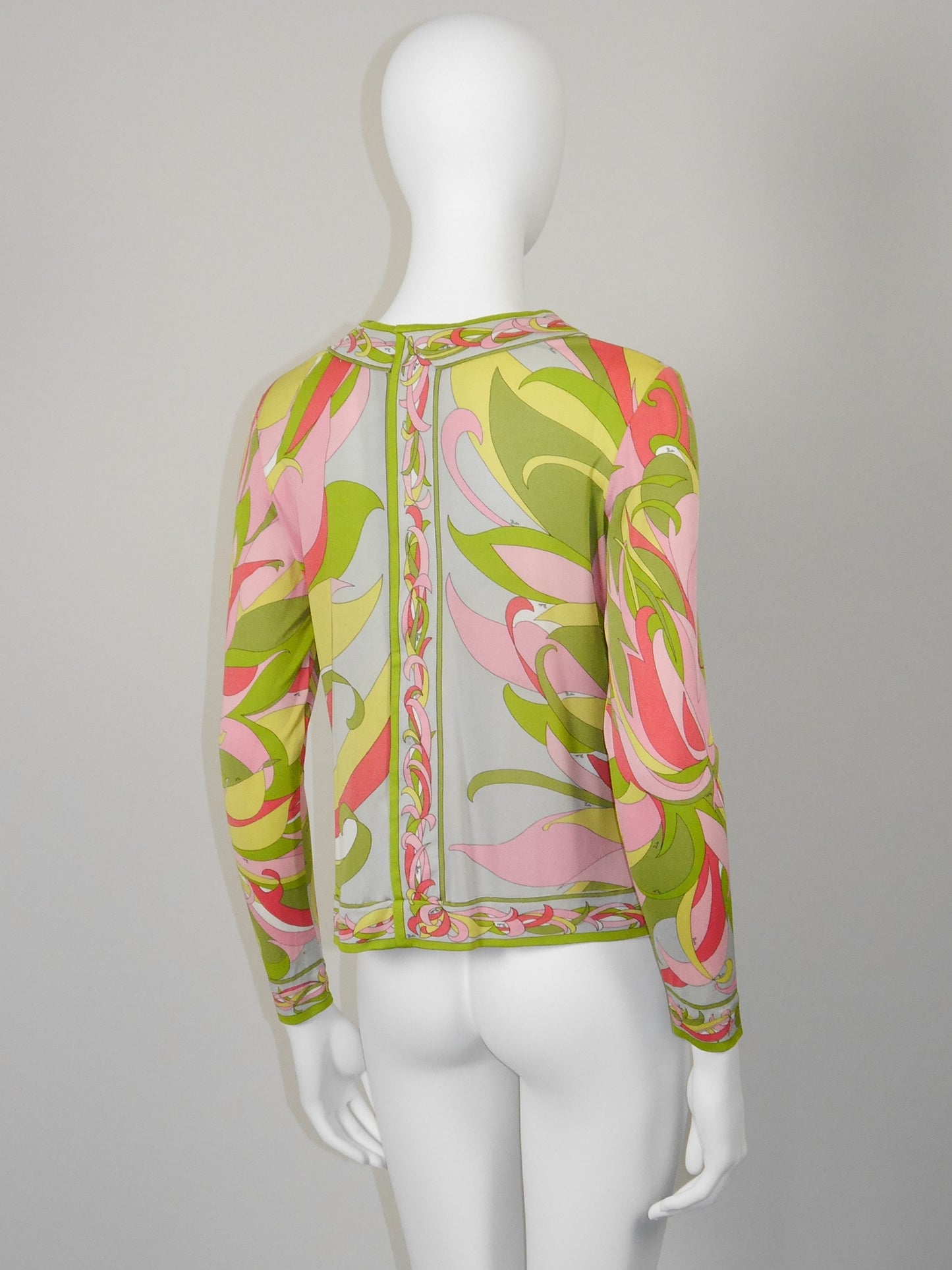 EMILIO PUCCI 1960s Vintage Psychedelic Signature Print Silk Shirt Size S