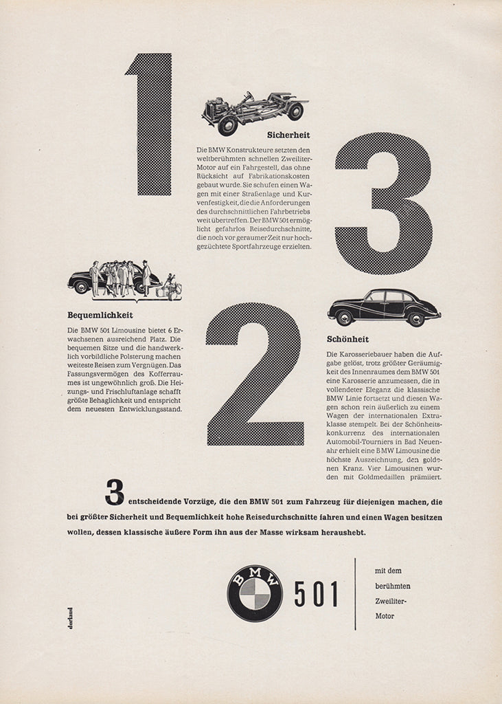 BMW 1954 Vintage Print Advertisement Classic Cars