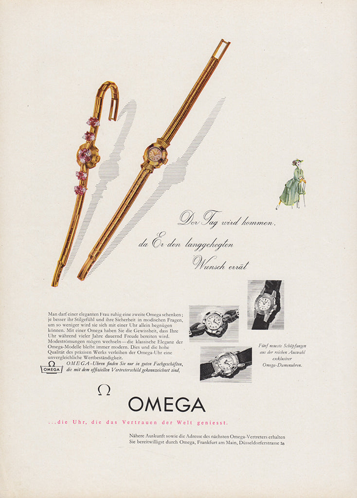 OMEGA 1954 Vintage Print Advertisement Luxury Watches