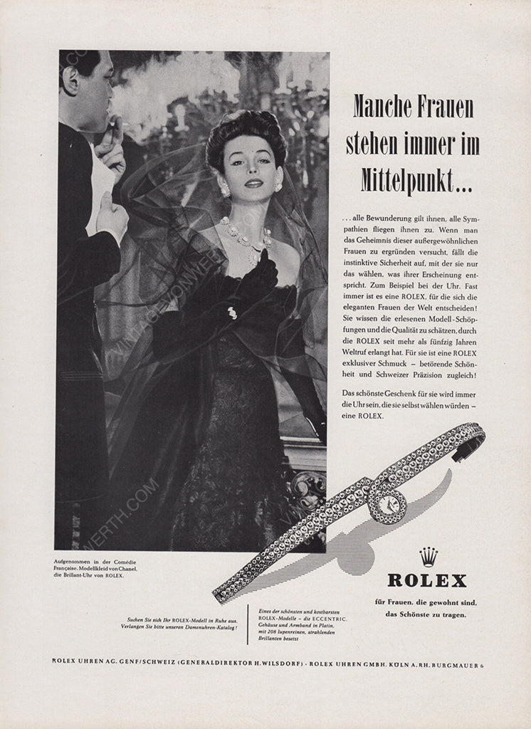 ROLEX 1958 Vintage Print Advertisement Luxury Watches Magazine Ad