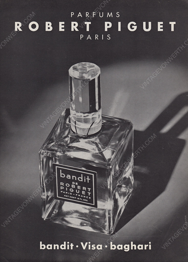 ROBERT PIGUET 1959 Vintage Advertisement 1950s Bandit Perfume Print Ad