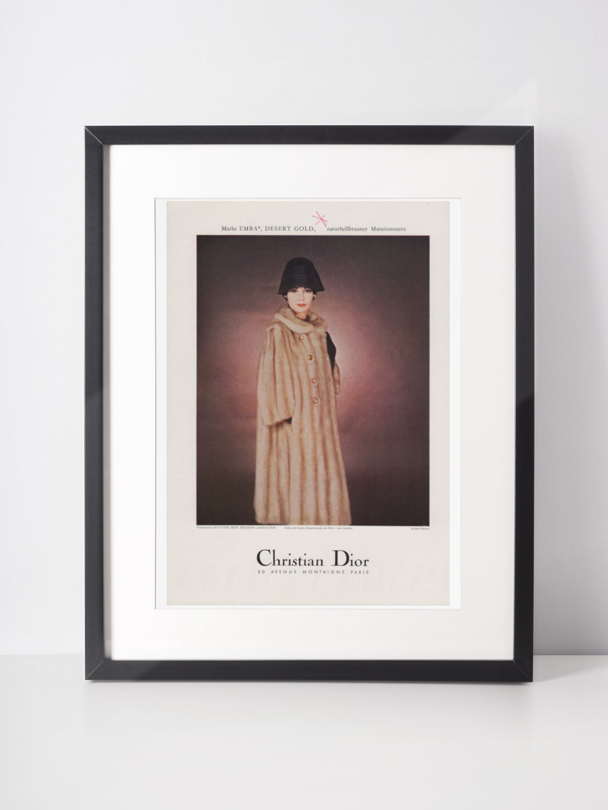 CHRISTIAN DIOR 1960 Vintage Print Advertisement 1960s Fashion Fur Magazine Ad