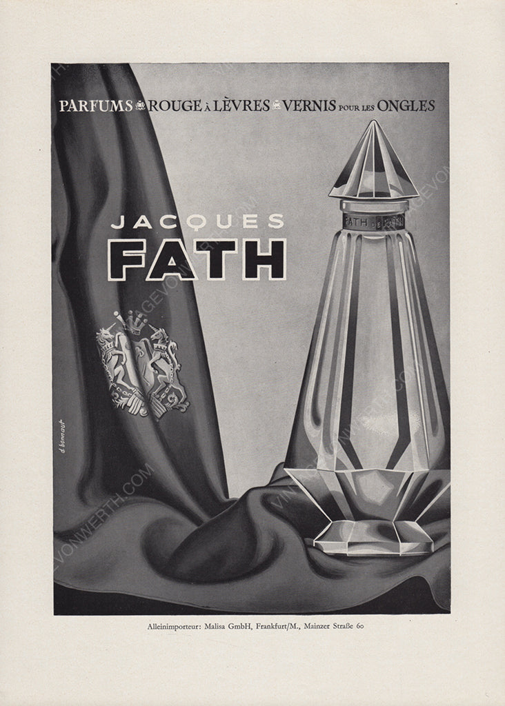 JACQUES FATH 1960 Vintage Advertisement 1960s Perfume Beauty Magazine Ad