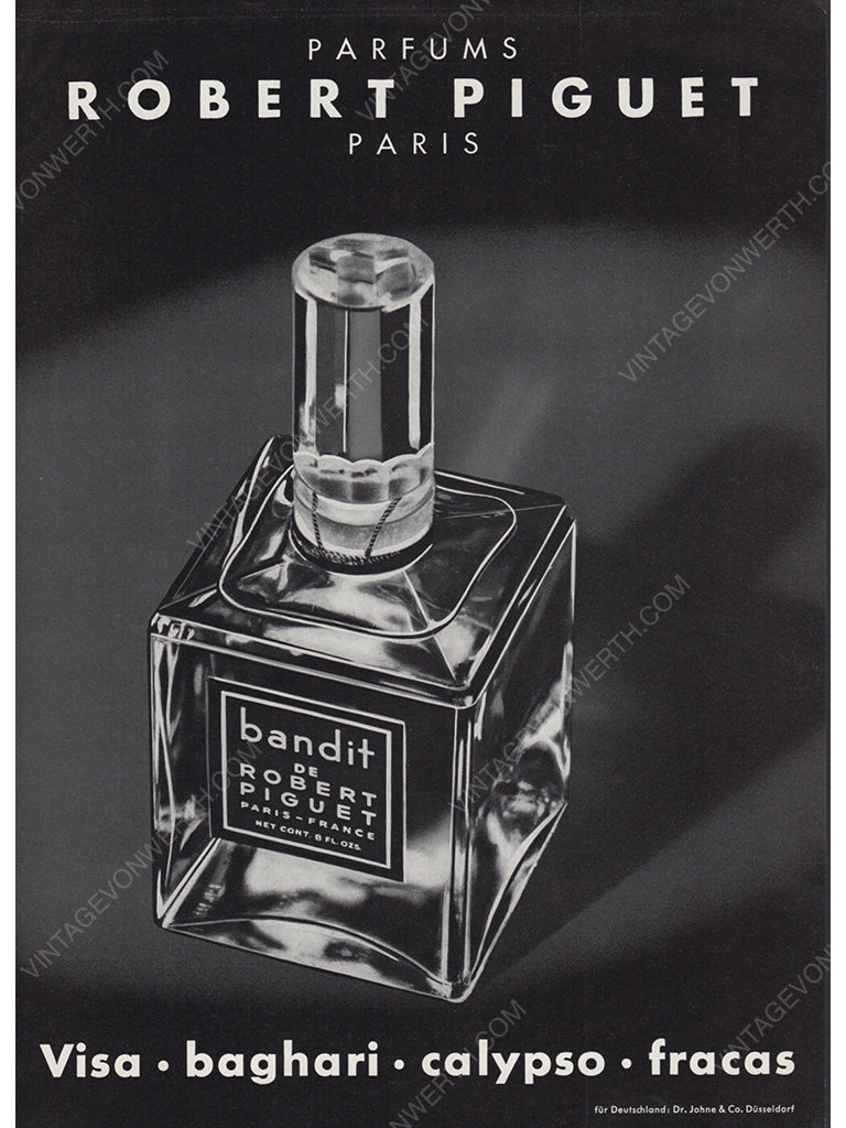 ROBERT PIGUET 1963 Vintage Advertisement 1960s Bandit Perfume