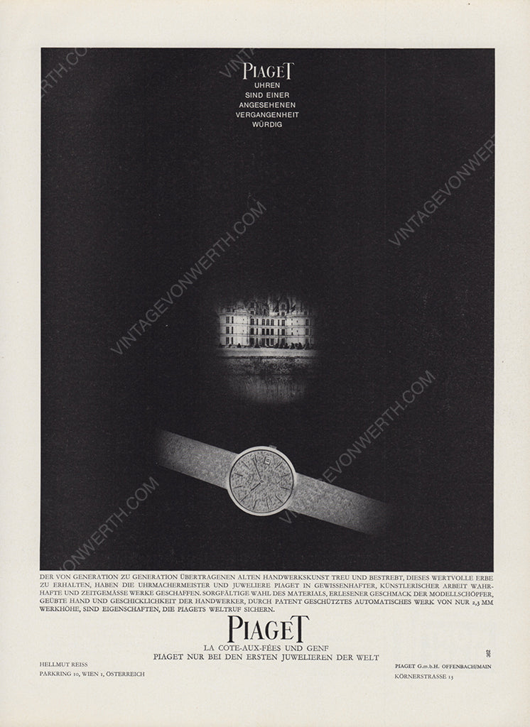 PIAGET 1964 Vintage Print Advertisement 1960s Luxury Watch Magazine Ad