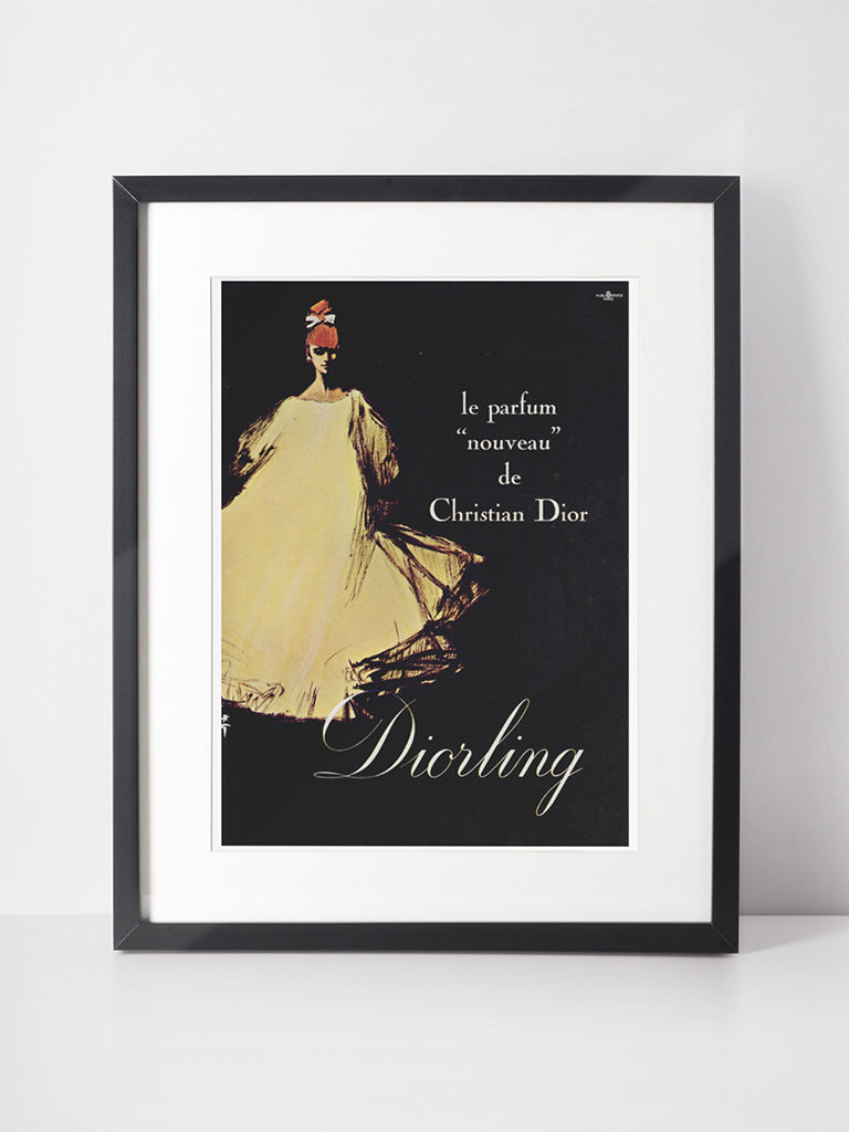 CHRISTIAN DIOR 1964 Vintage Advertisement 1960s Diorling Perfume Print Ad René Gruau