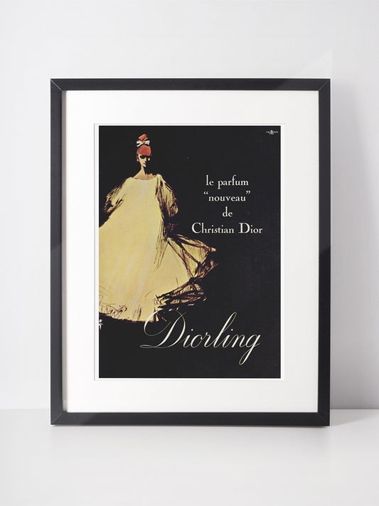 CHRISTIAN DIOR 1964 Vintage Advertisement 1960s Diorling Perfume Print Ad René Gruau