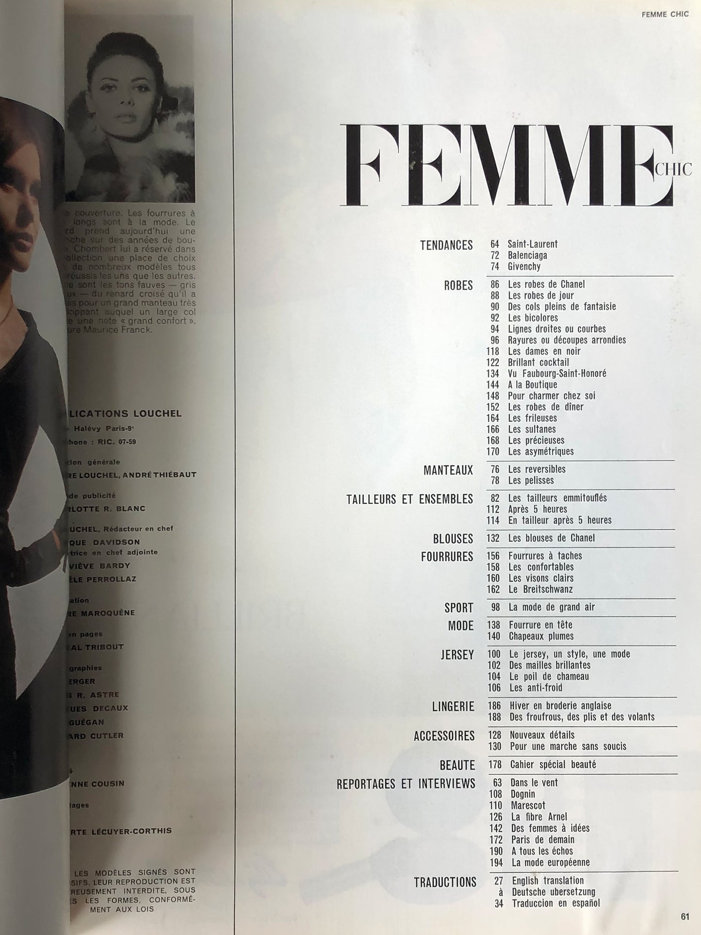 FEMME CHIC Winter 1966