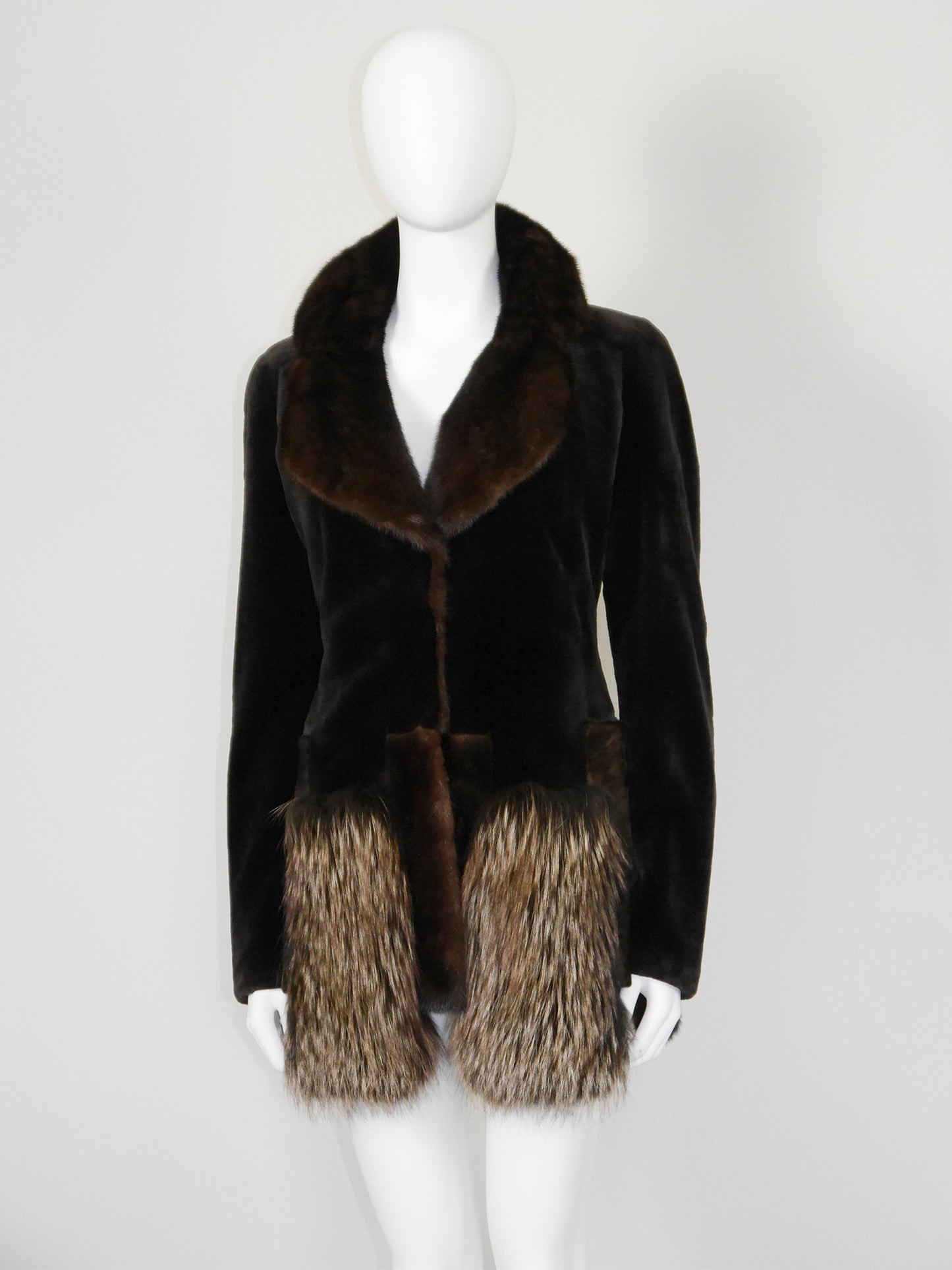 GIANFRANCO FERRÉ 2000s Vintage Sheared Mink Fur Jacket w/ Sculpted Collar Size XS-S