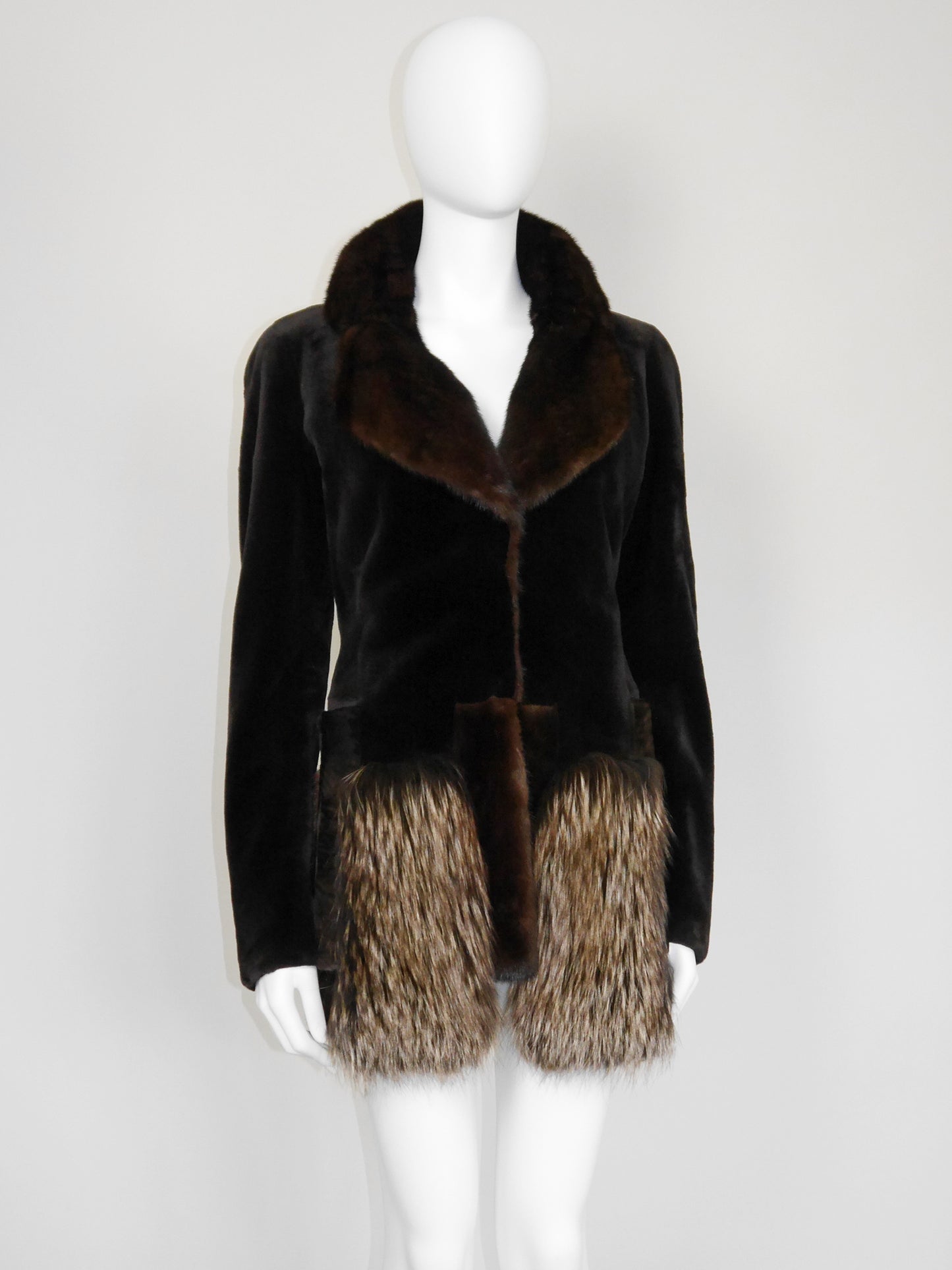 GIANFRANCO FERRÉ 2000s Vintage Sheared Mink Fur Jacket w/ Sculpted Collar Size XS-S